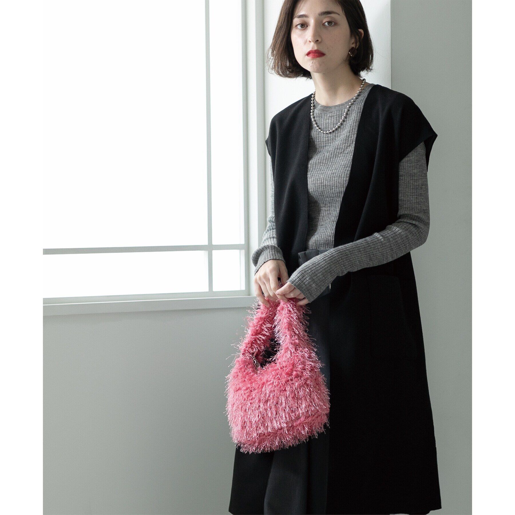 OPAQUE.CLIP「《5color》クルーネックシアーリブニット【洗濯機洗い可】」|ニット・セーター|