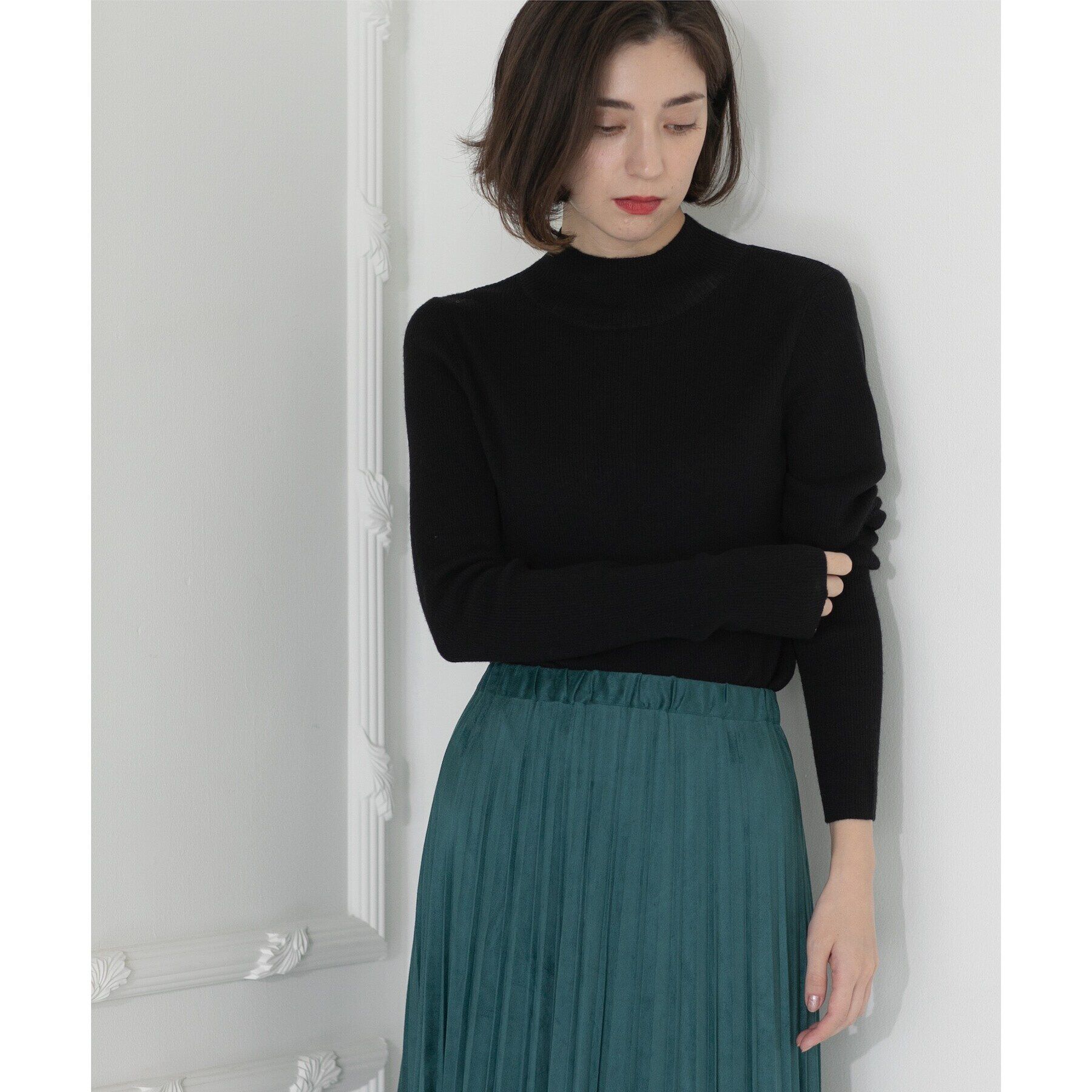 OPAQUE.CLIP「《5color》ハイネックシアーリブニット【洗濯機洗い可】」|ニット・セーター|