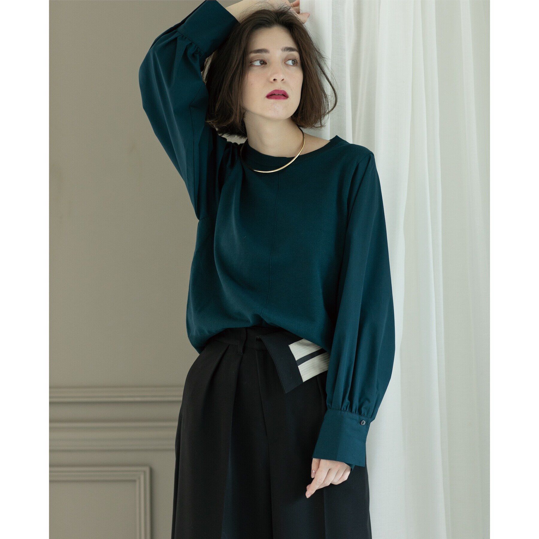 OPAQUE.CLIP「異素材切り替えニット【洗濯機洗い可】」|ニット・セーター|