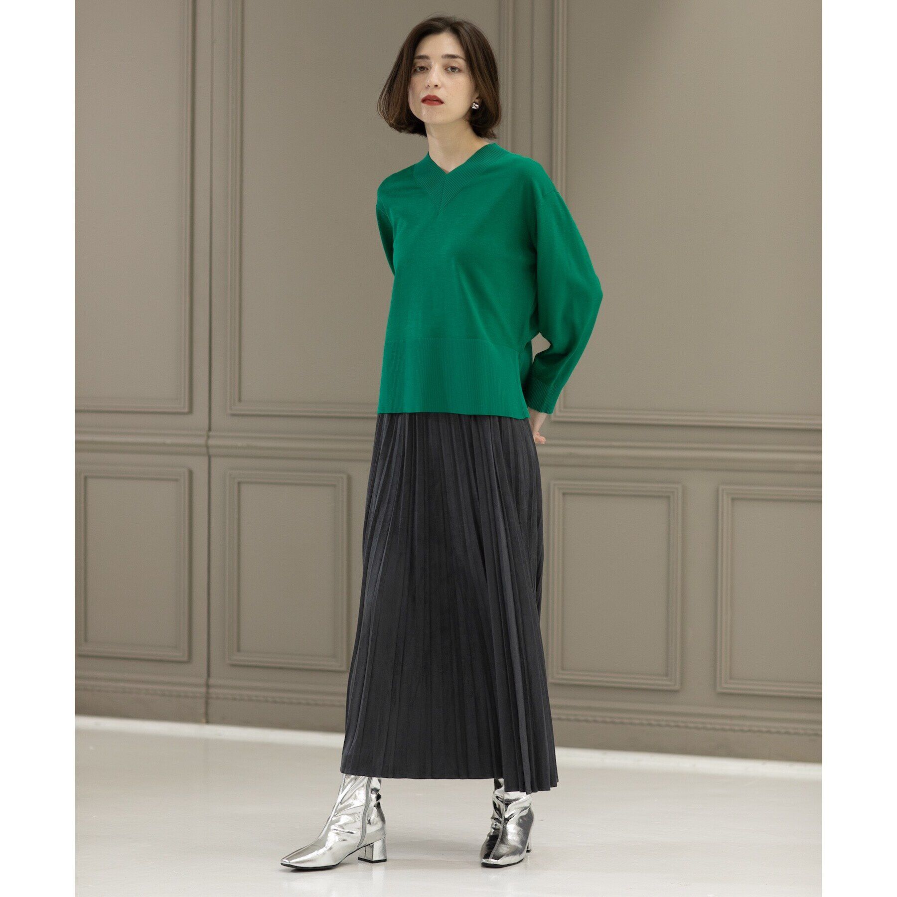 OPAQUE.CLIP「《5color》リブ使いVネックニット【洗濯機洗い可】」|ニット・セーター|