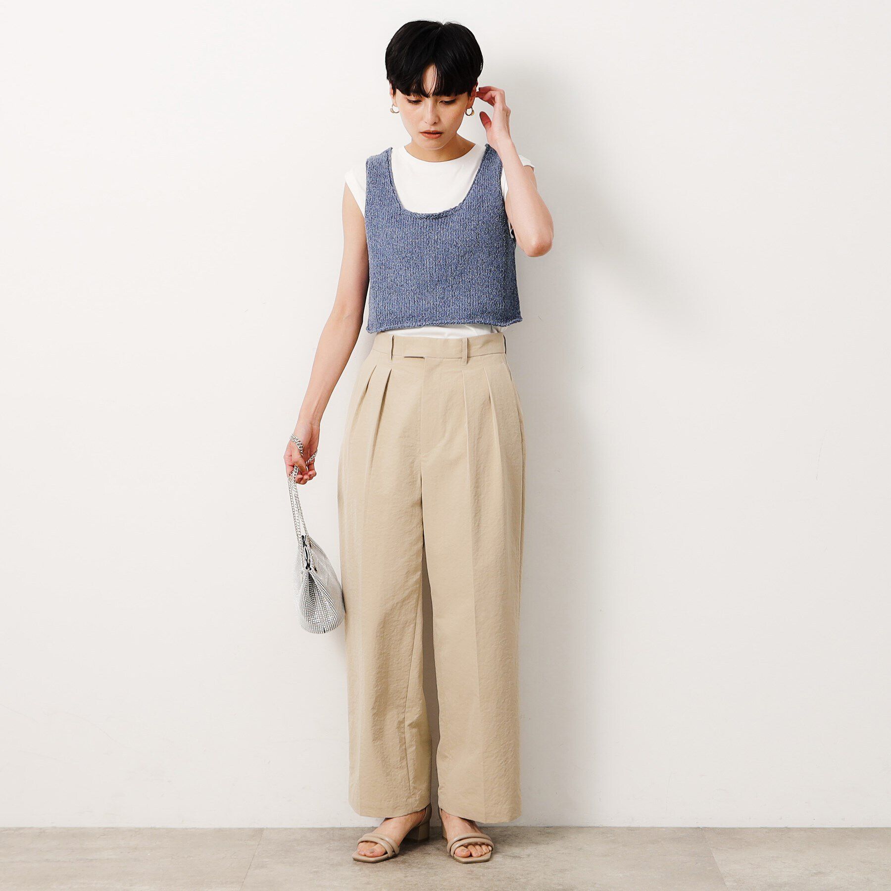 OPAQUE.CLIP「【前後2WAY/ツインセット】ニットビスチェ&times;ノースリーブ【洗濯機洗い可】」|Tシャツ・カットソー|