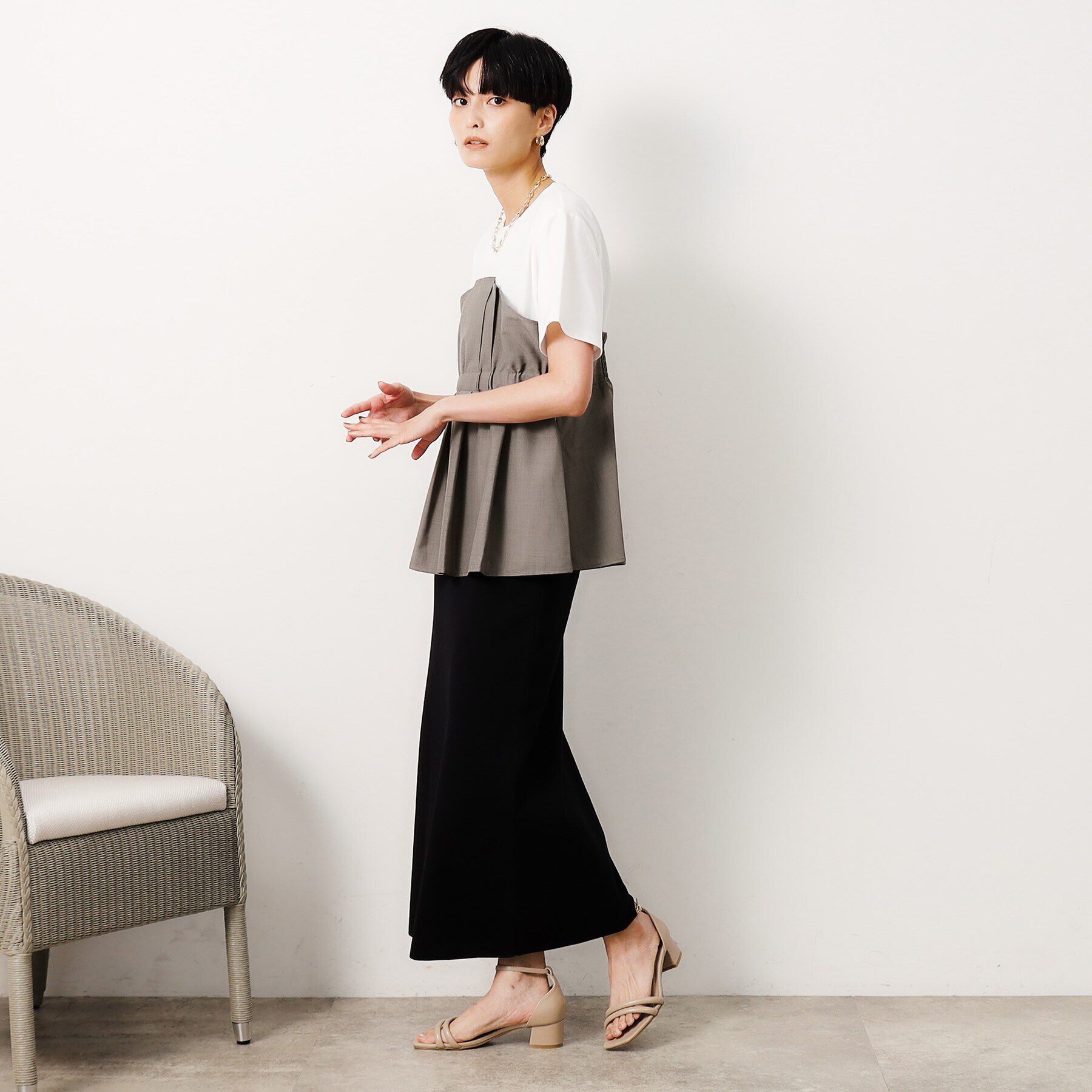 OPAQUE.CLIP「ビスチェドッキングカットソー【洗濯機洗い可】」|Tシャツ・カットソー|