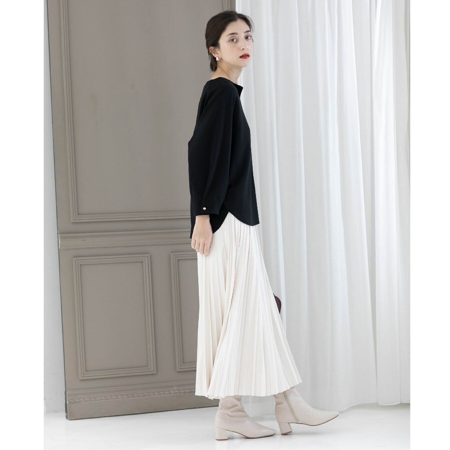 OPAQUE.CLIP「UV 袖口金ボタンキーネックトップス【吸水速乾/洗濯機洗い可】」|Tシャツ・カットソー|