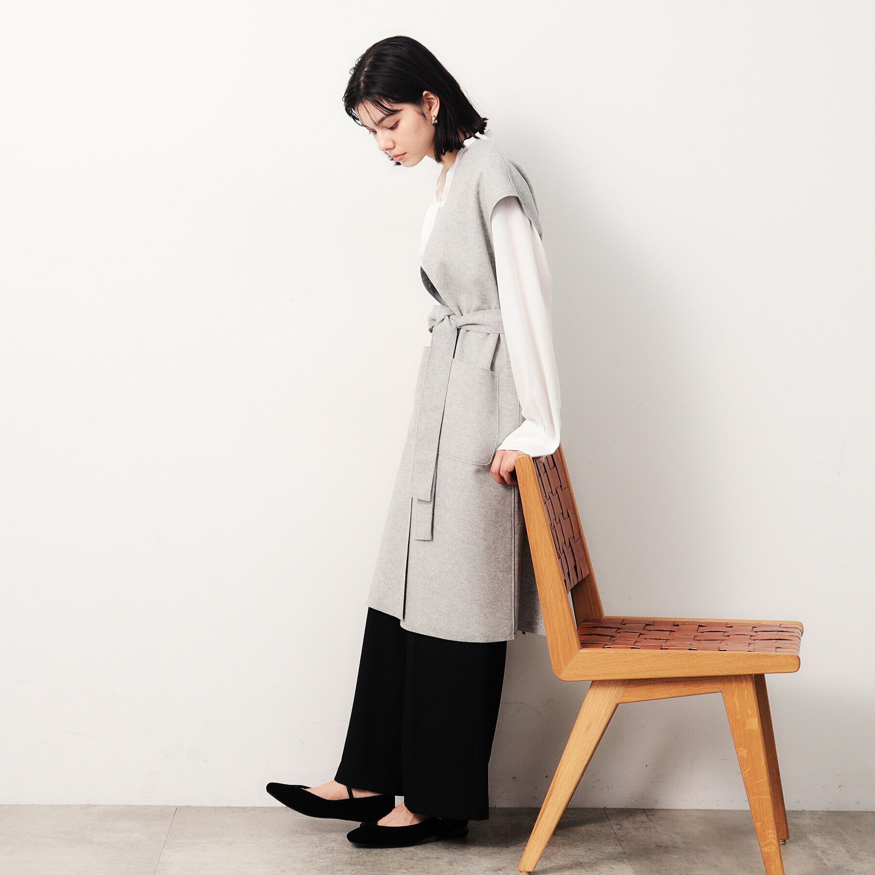OPAQUE.CLIP「ウールライクロングジレ【洗濯機洗い可】」|ベスト・ジレ|