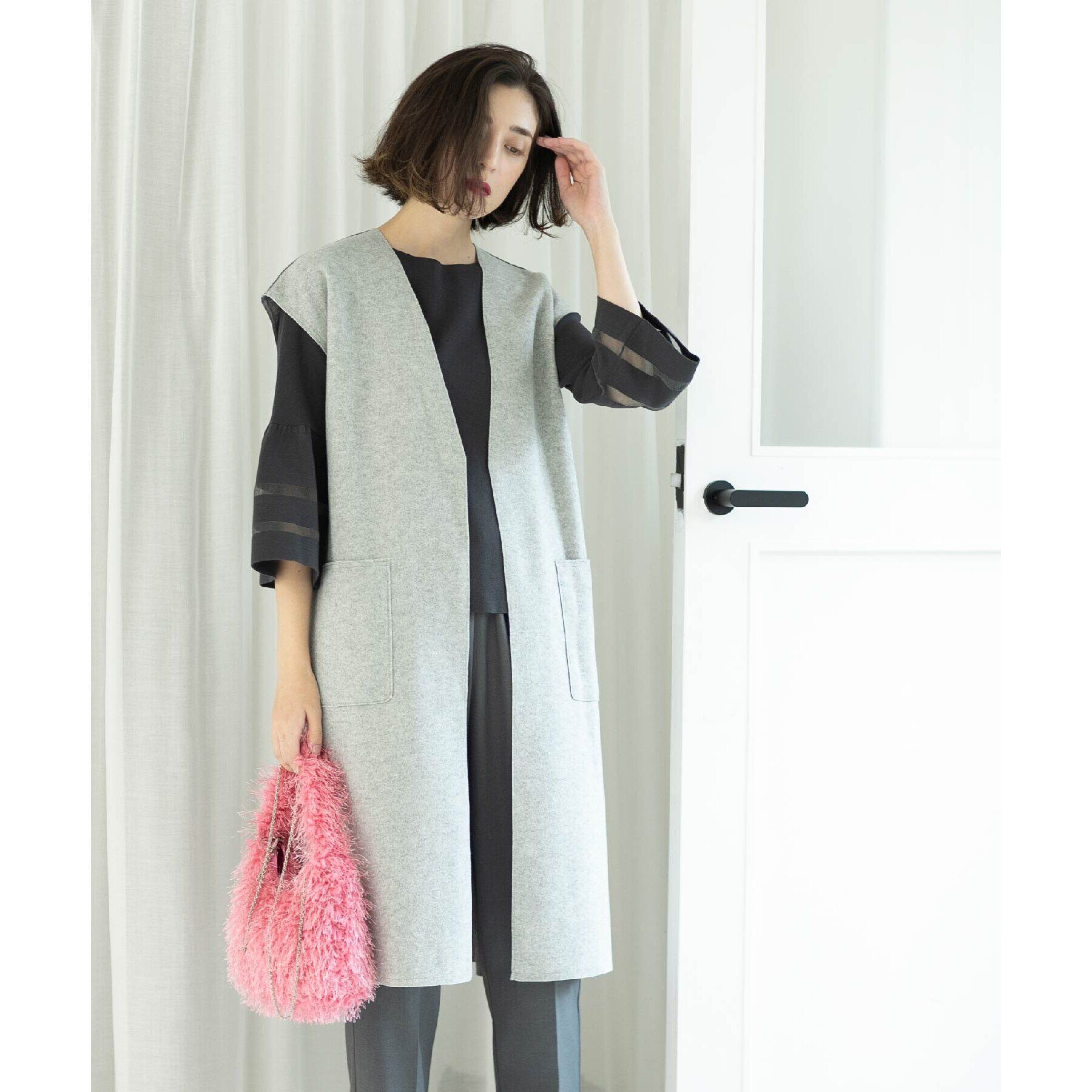 OPAQUE.CLIP「ウールライクロングジレ【洗濯機洗い可】」|ベスト・ジレ|