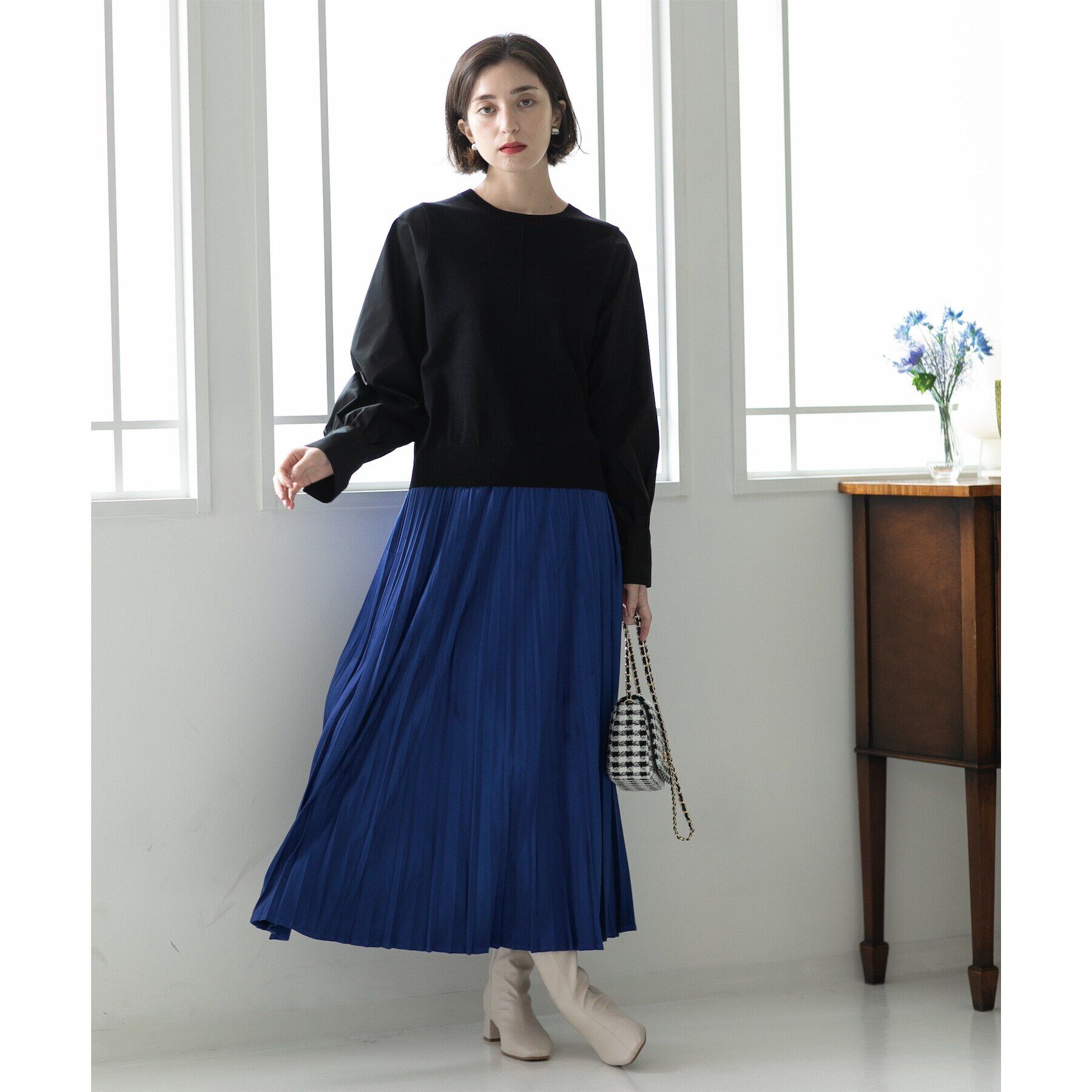 OPAQUE.CLIP「《5color/S-LLsize》フェイクスウェードイージープリーツスカート【洗濯機洗い可】」|スカート|