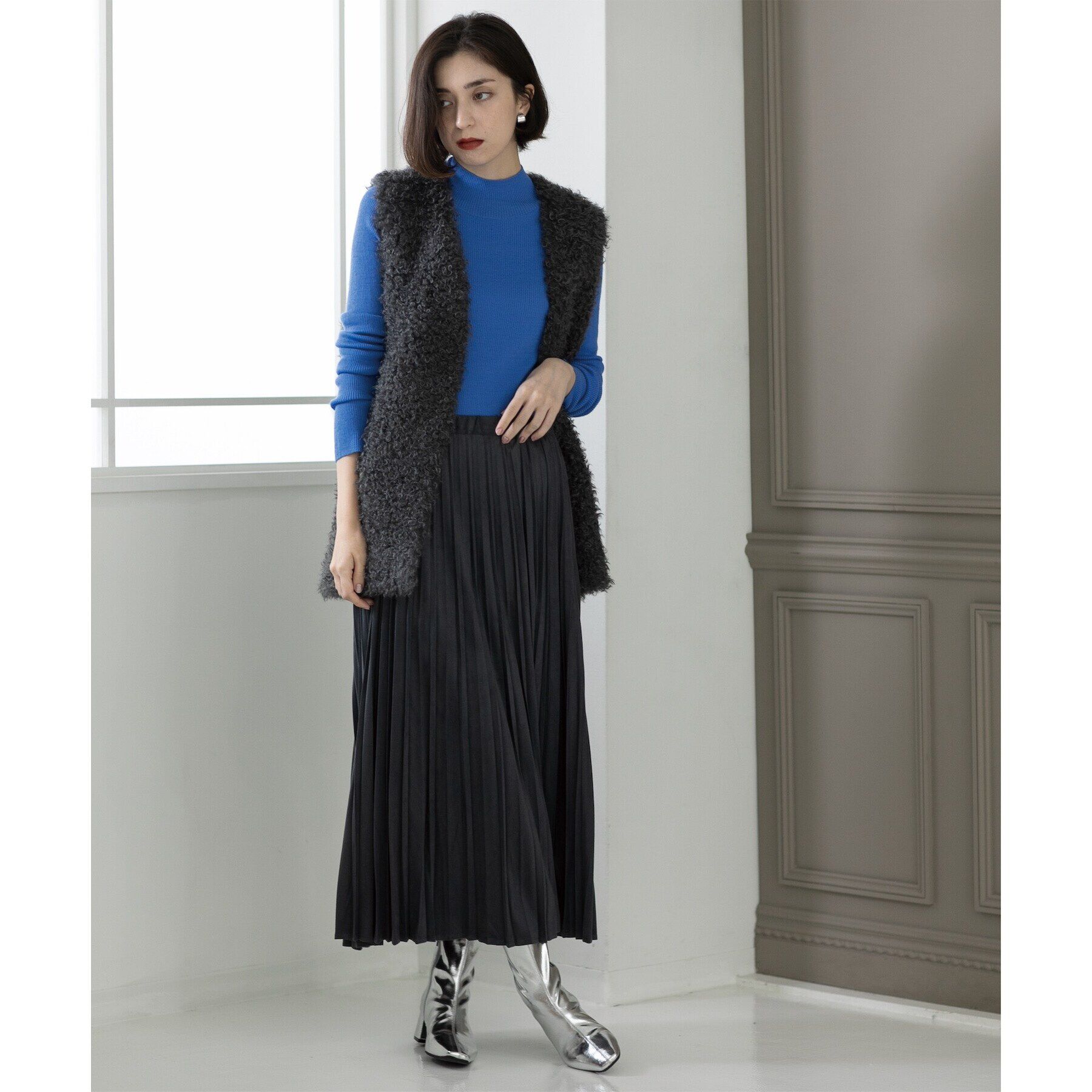 OPAQUE.CLIP「《5color/S-LLsize》フェイクスウェードイージープリーツスカート【洗濯機洗い可】」|スカート|