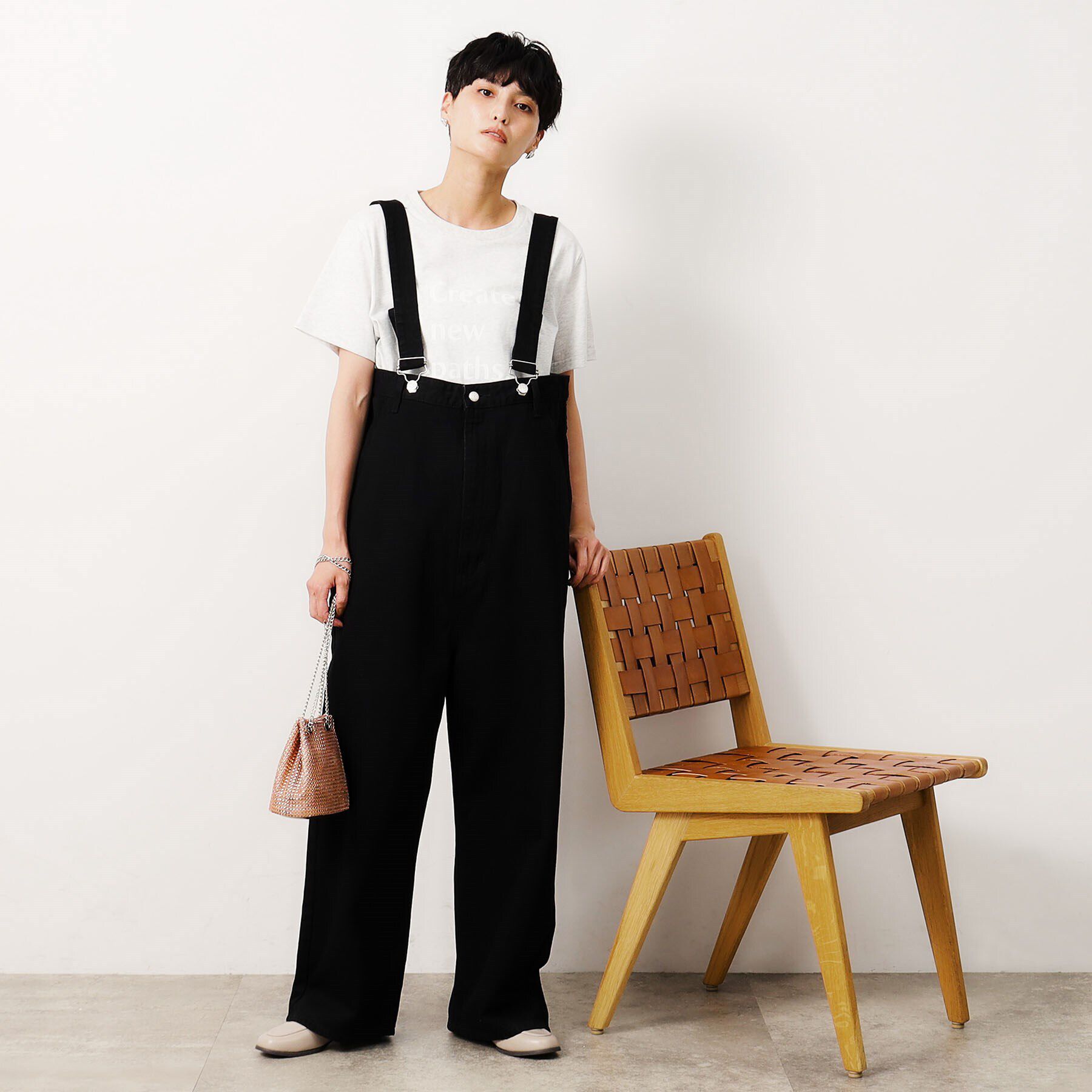 OPAQUE.CLIP「≪Lee別注≫デニムサロペット」|オールインワン|ブラック(019)