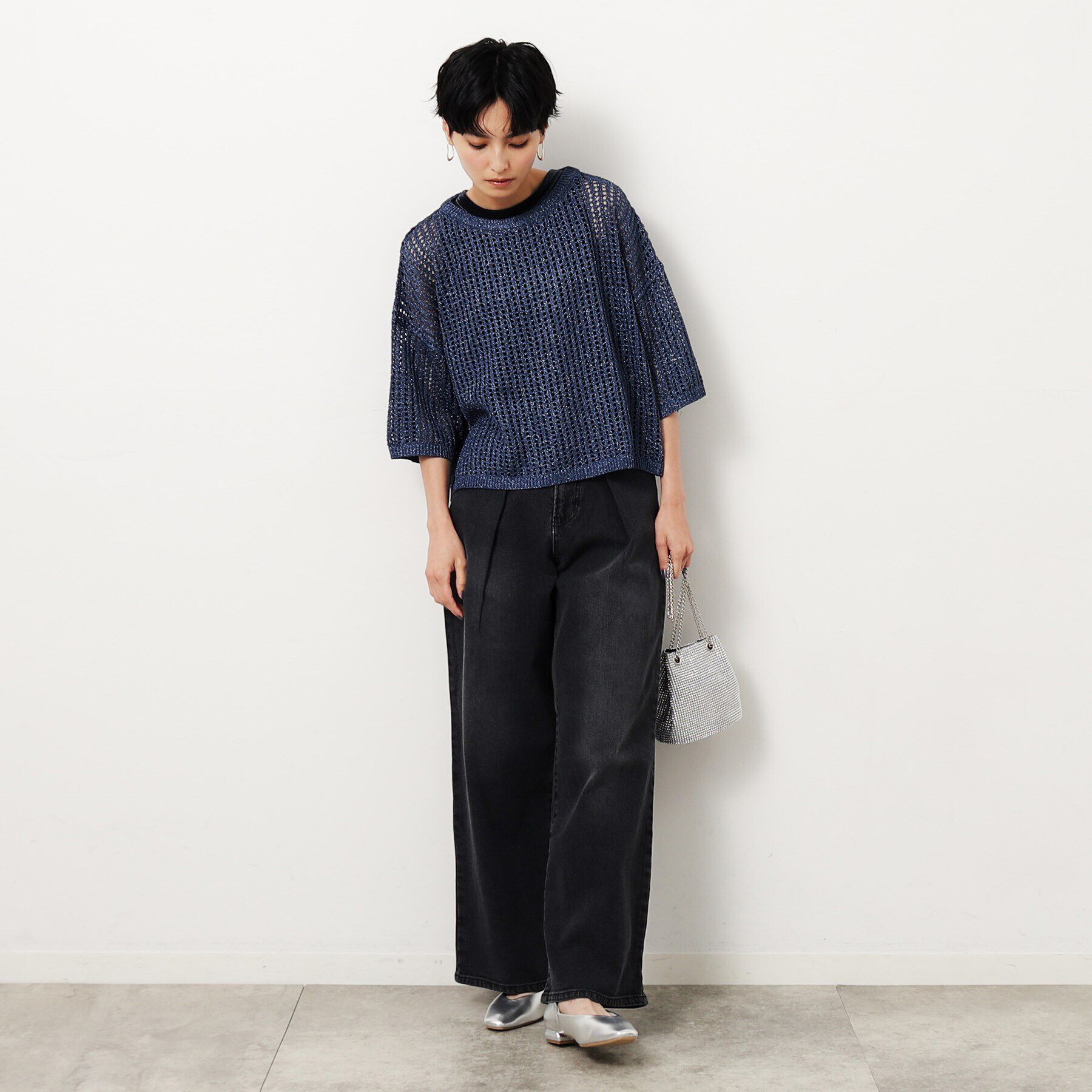 OPAQUE.CLIP「ラメメッシュニット【洗濯機洗い可】」|ニット・セーター|