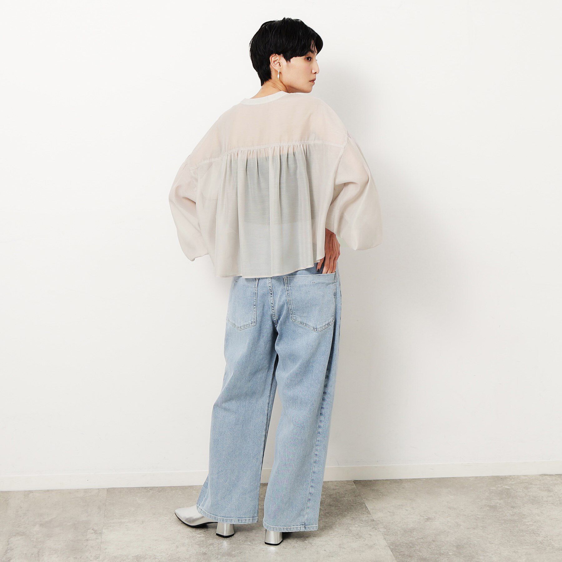 OPAQUE.CLIP「シアーバルーンボリュームスリーブブラウス【洗濯機洗い可】」|シャツ・ブラウス|