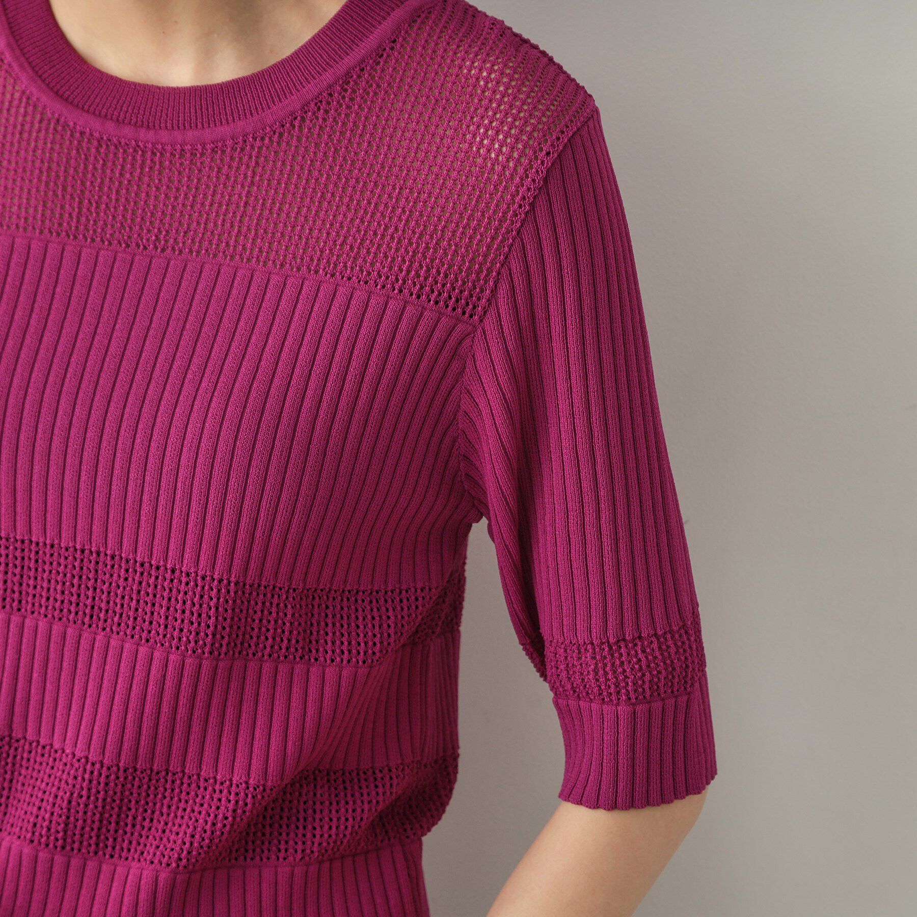 OPAQUE.CLIP「メッシュ&times;リブニット【洗濯機洗い可/抗ピル】」|ニット・セーター|