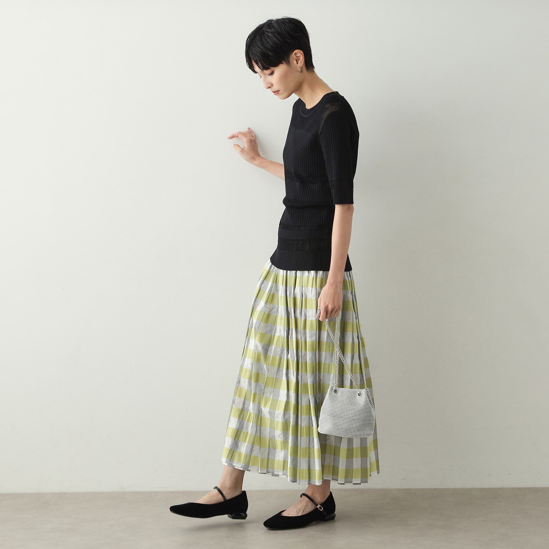 OPAQUE.CLIP「メッシュ&times;リブニット【洗濯機洗い可/抗ピル】」|ニット・セーター|