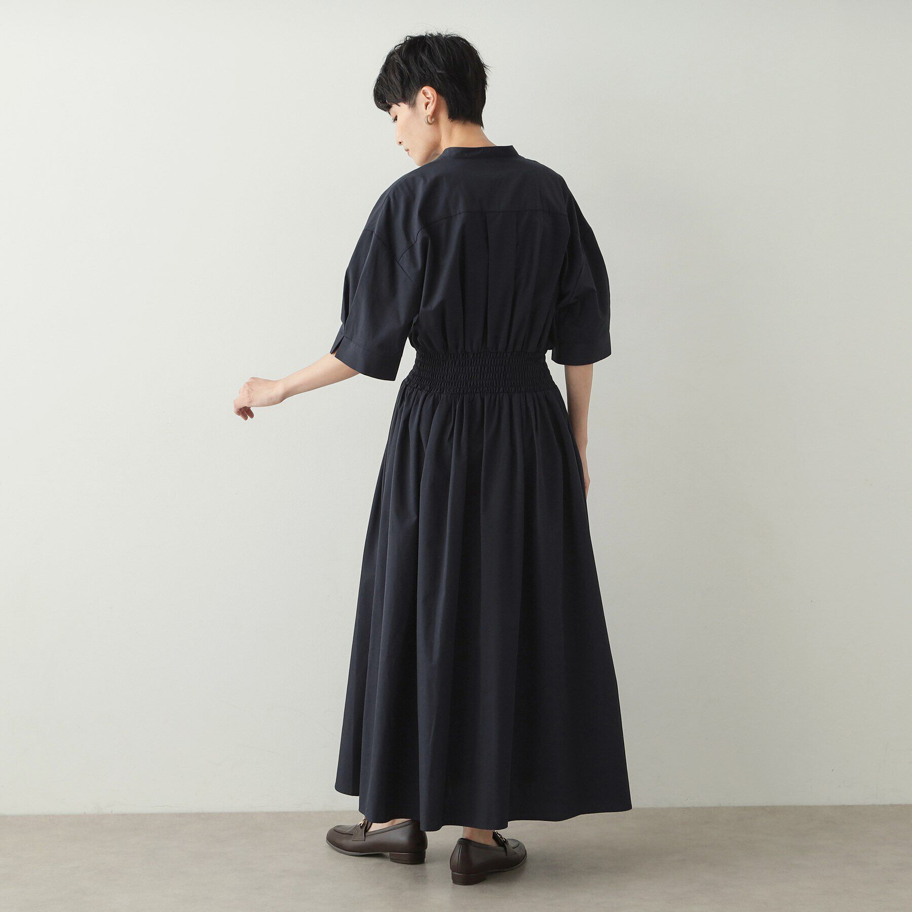 OPAQUE.CLIP「ウエストシャーリング シャツワンピース【洗濯機洗い可】」|ワンピース|