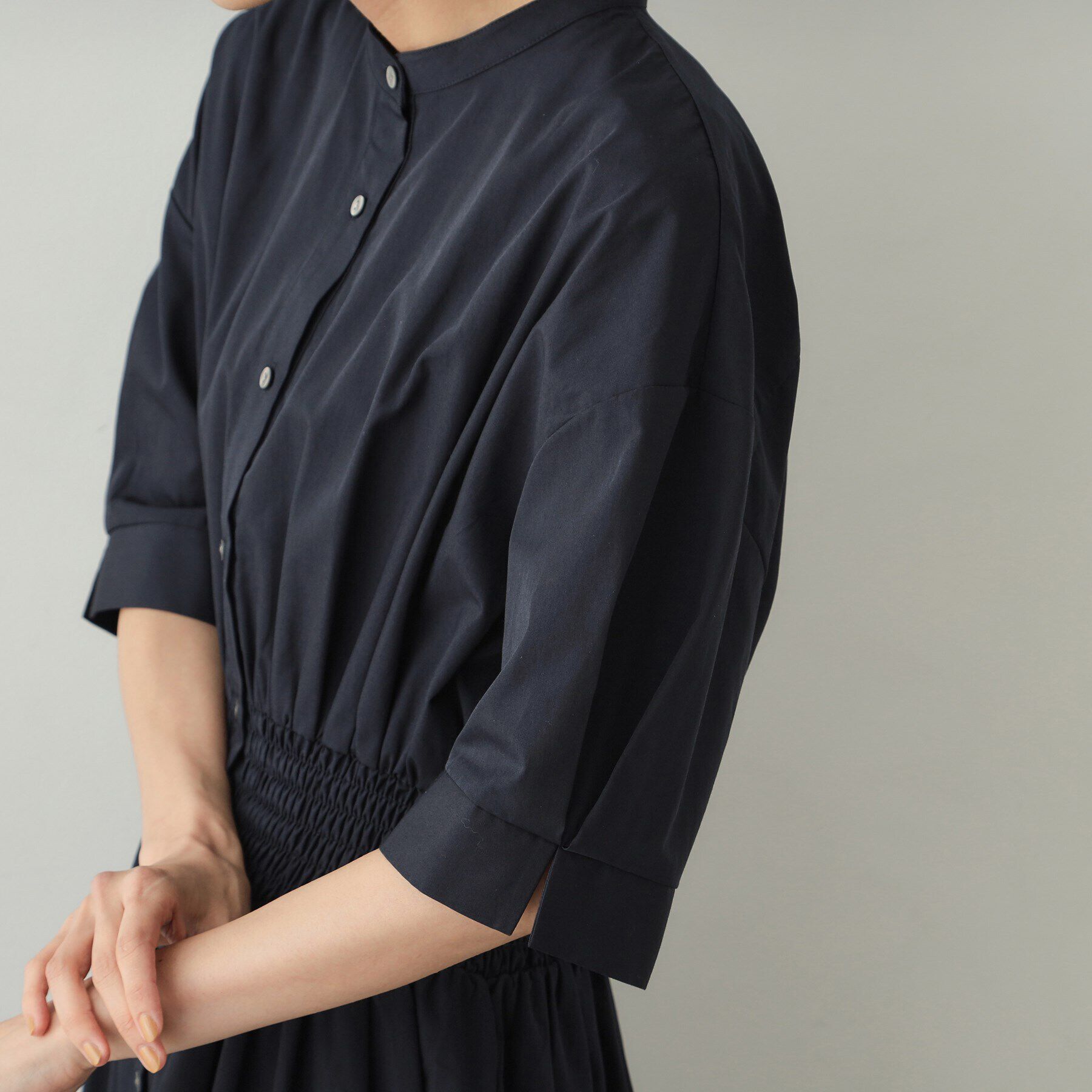 OPAQUE.CLIP「ウエストシャーリング シャツワンピース【洗濯機洗い可】」|ワンピース|