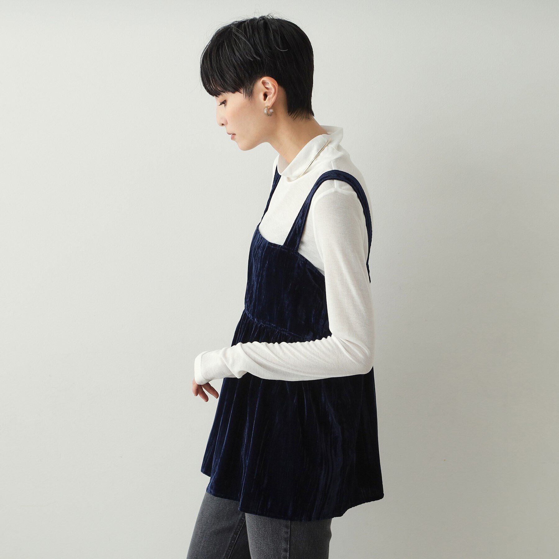 OPAQUE.CLIP「《美人百花掲載》クラッシュベロアキャミブラウス【洗濯機洗い可】」|シャツ・ブラウス|