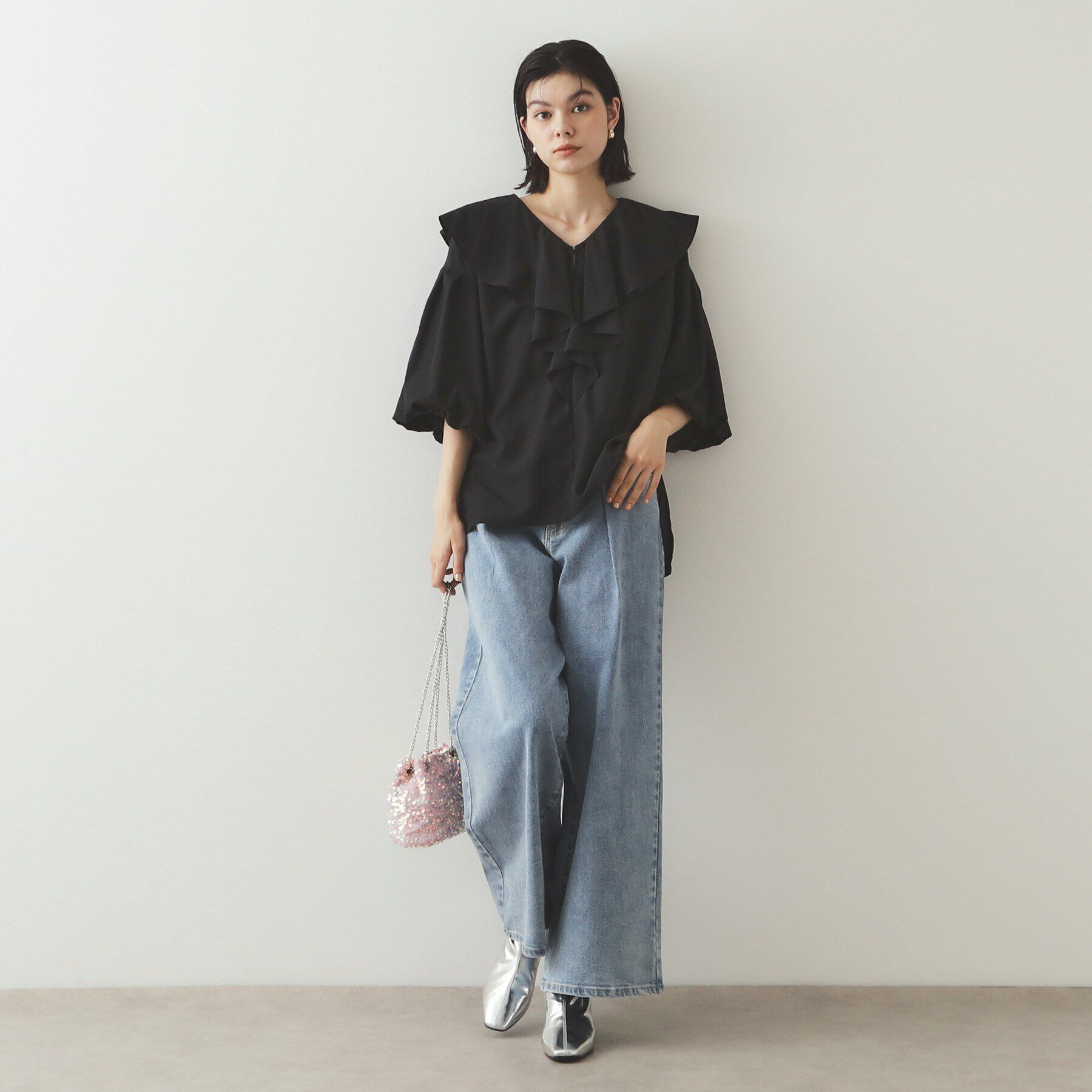 OPAQUE.CLIP「ラッフルフリル バルーンスリーブブラウス【洗濯機洗い可】」|シャツ・ブラウス|