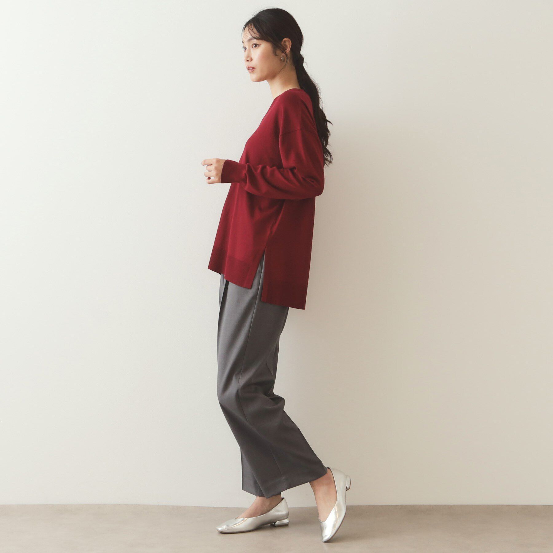 OPAQUE.CLIP「《S-LLsize》Vネックリラクシーニット【洗濯機洗い可/UVケア】」|ニット・セーター|