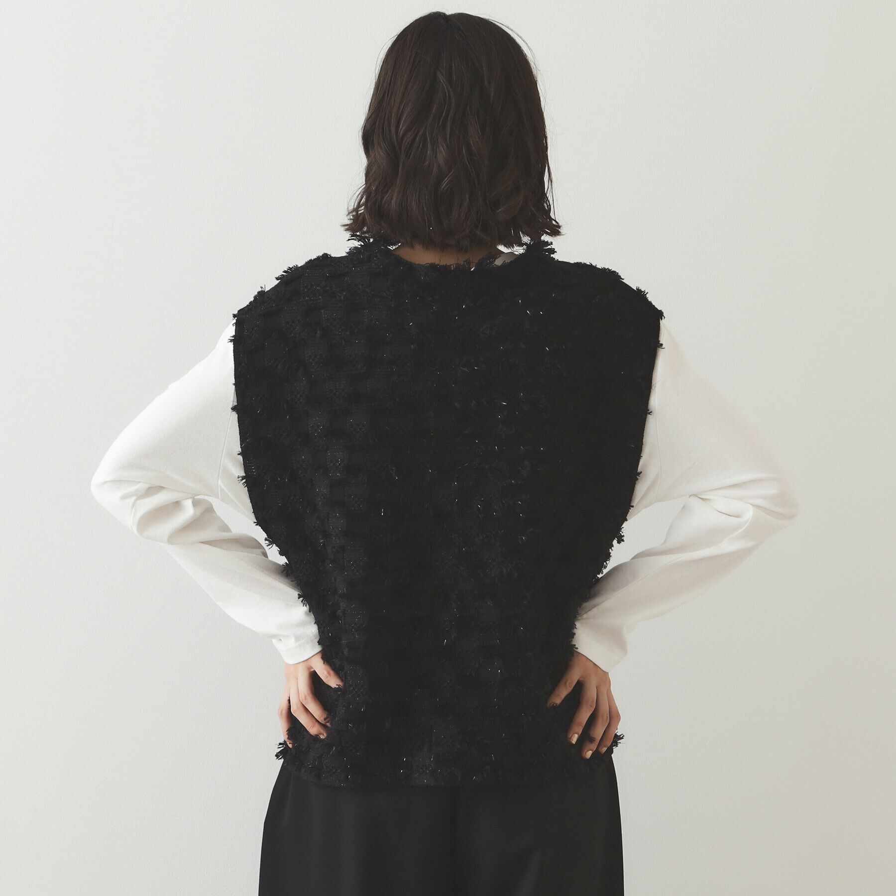 OPAQUE.CLIP「ラメツイード風ニットベスト【洗濯機洗い可】」|ニット・セーター|