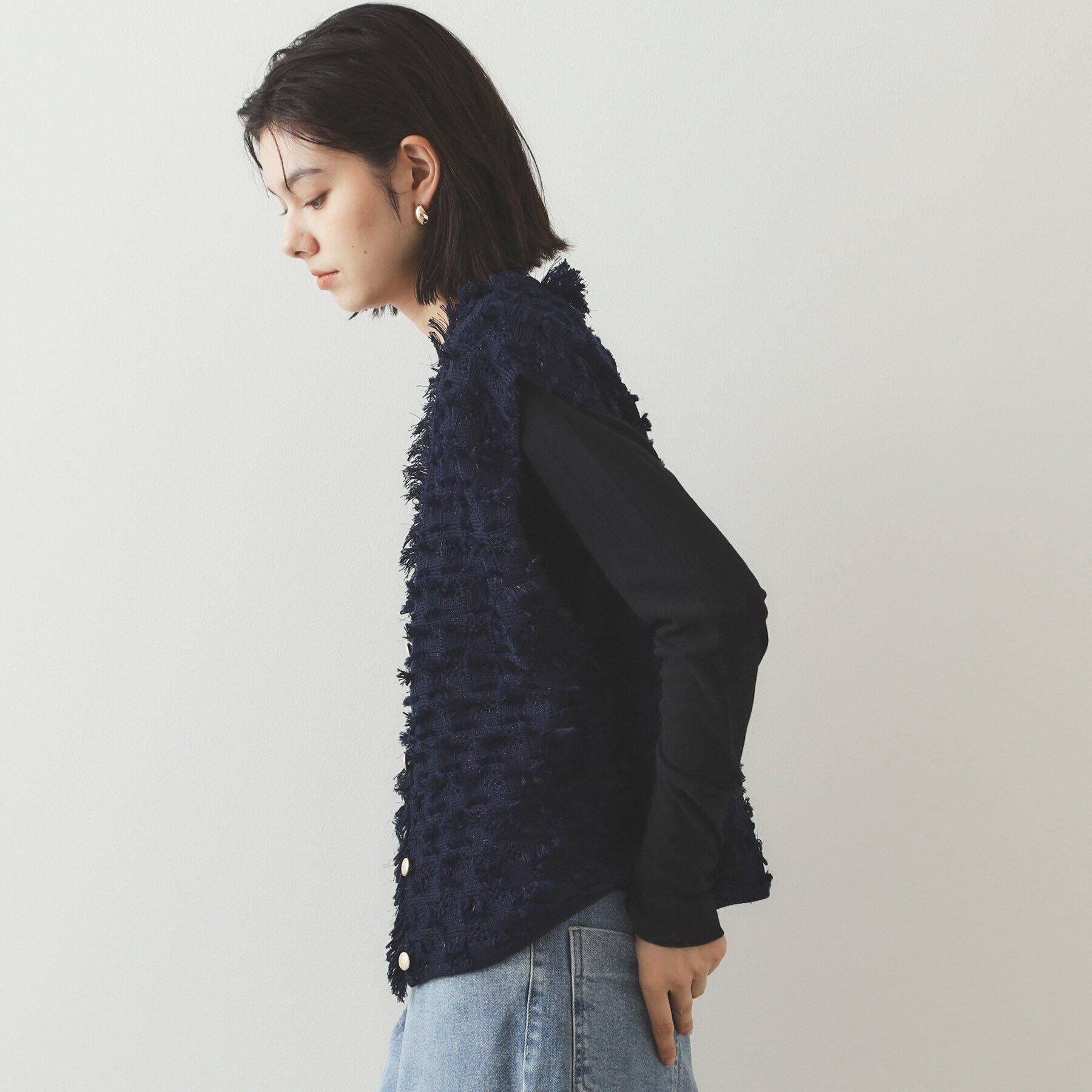 OPAQUE.CLIP「ラメツイード風ニットベスト【洗濯機洗い可】」|ニット・セーター|