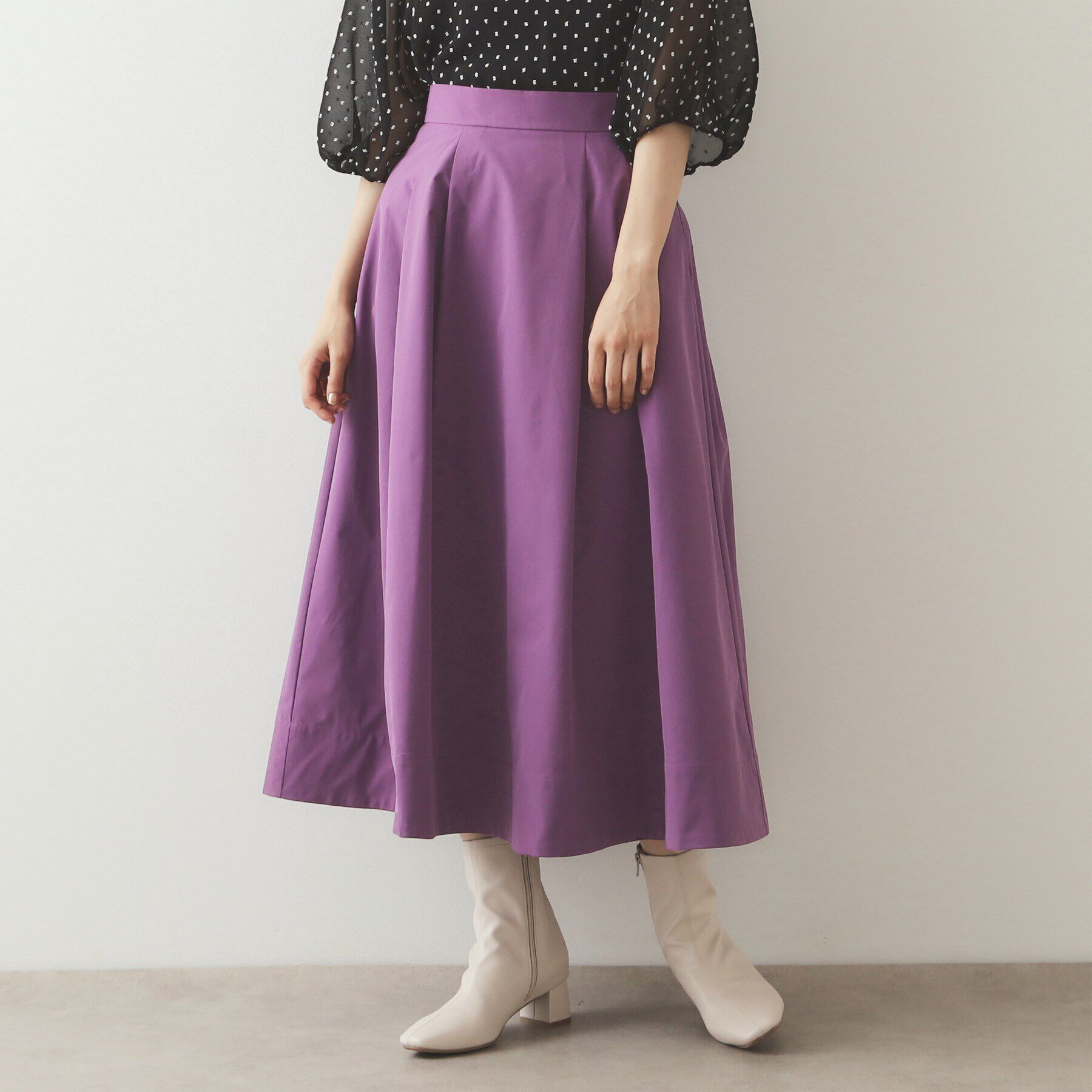 OPAQUE.CLIP「メモリータフタ フレアスカート【洗濯機洗い可】」|スカート|