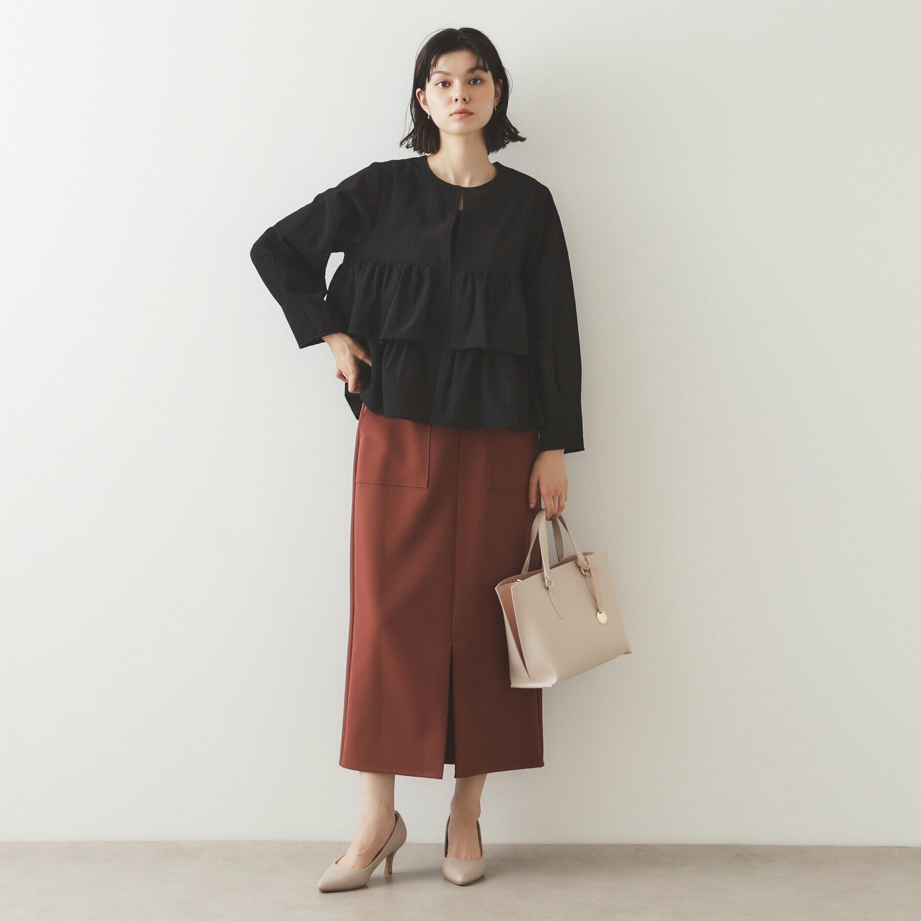 OPAQUE.CLIP「前開きペプラムブラウス【洗濯機洗い可】」|シャツ・ブラウス|