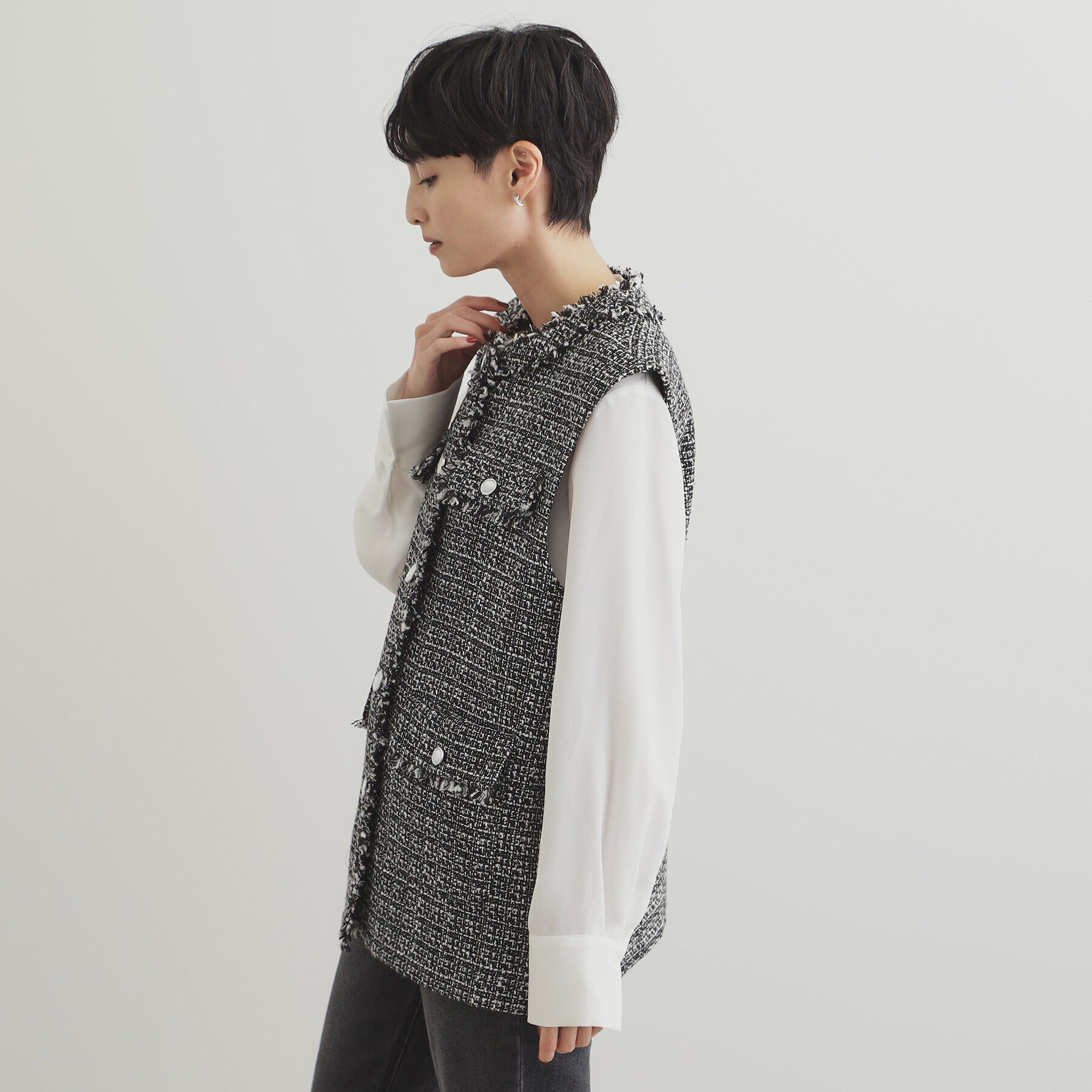 OPAQUE.CLIP「ツイードジレ【洗濯機洗い可】」|ベスト・ジレ|