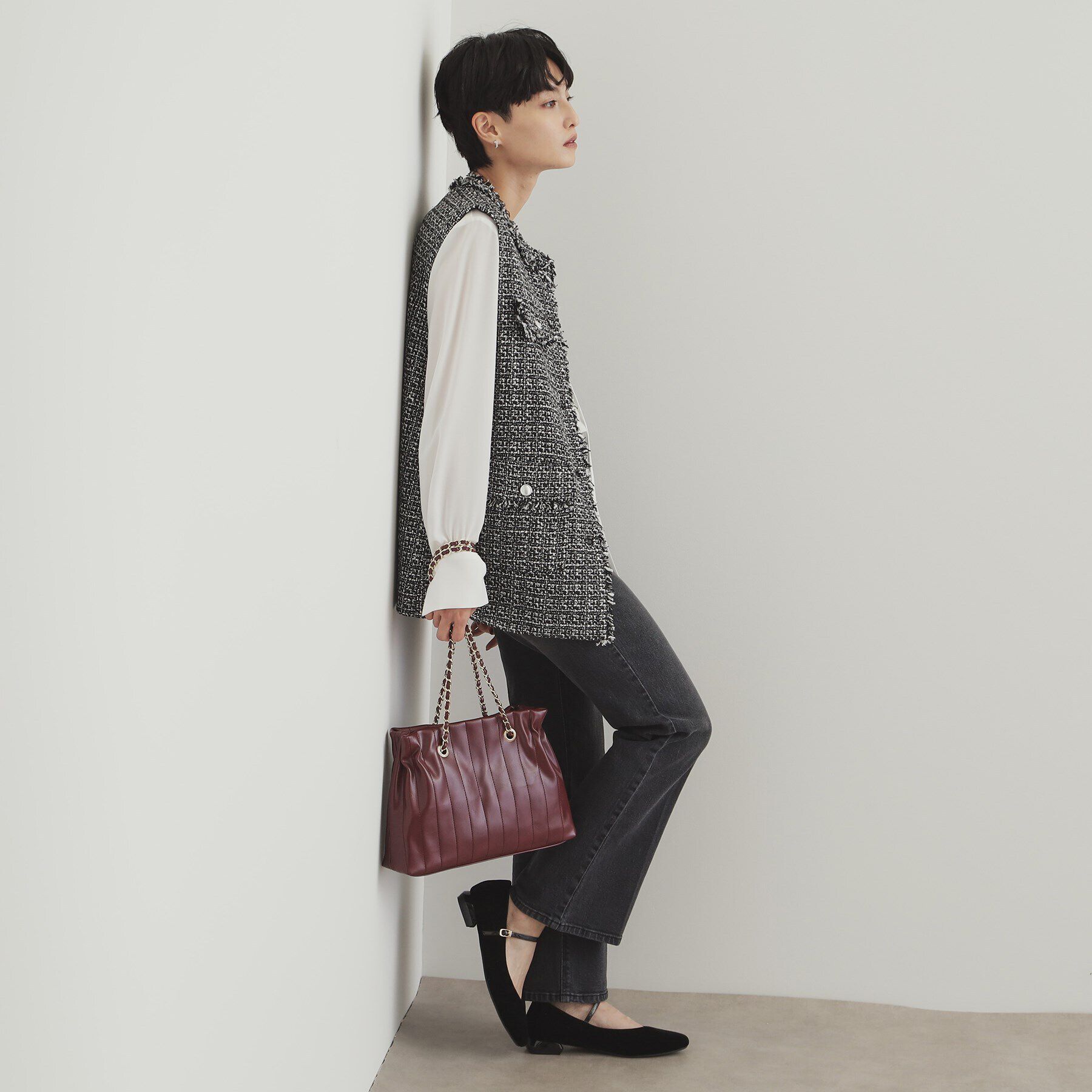 OPAQUE.CLIP「ツイードジレ【洗濯機洗い可】」|ベスト・ジレ|