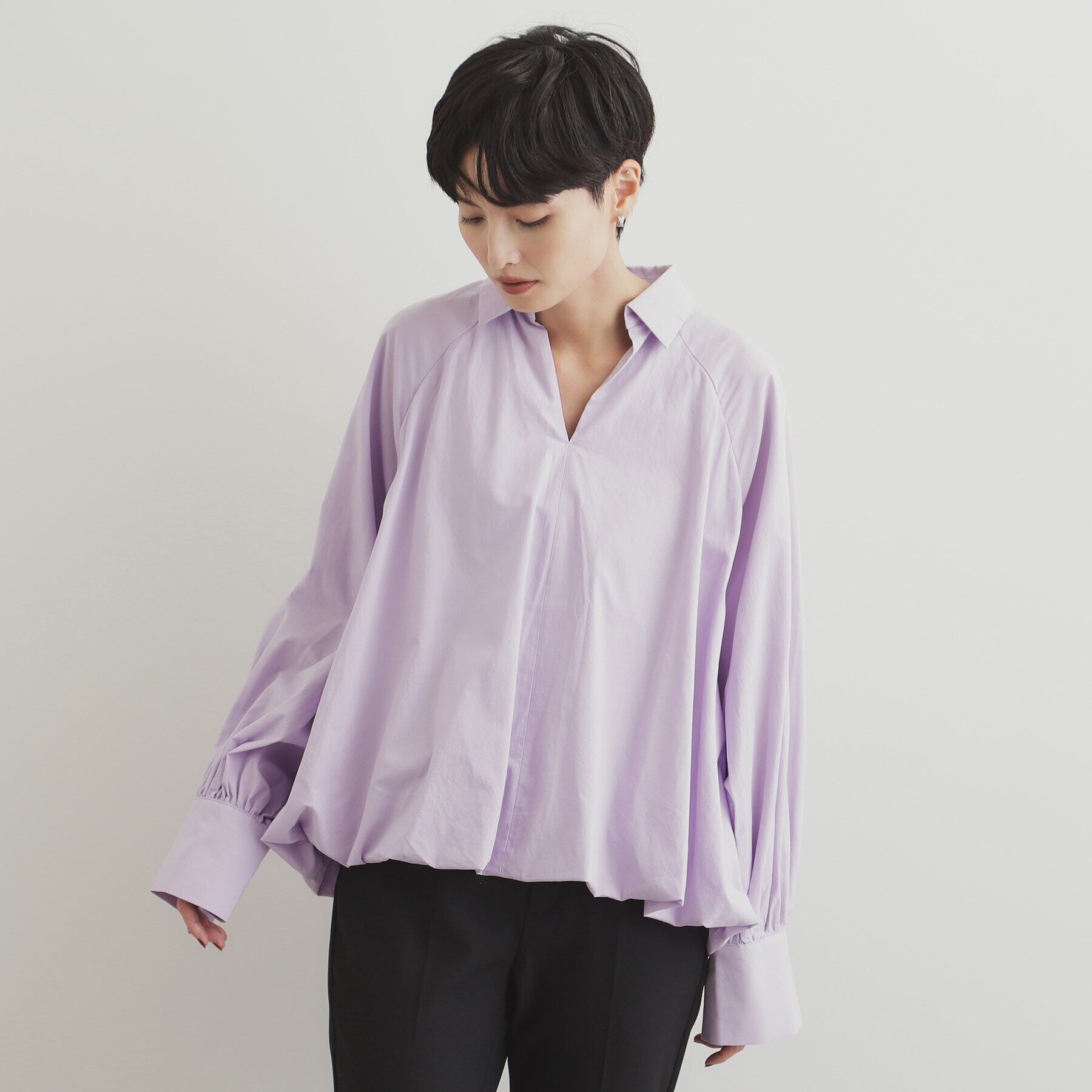 OPAQUE.CLIP「裾バルーンスキッパーシャツ【洗濯機洗い可】」|シャツ・ブラウス|