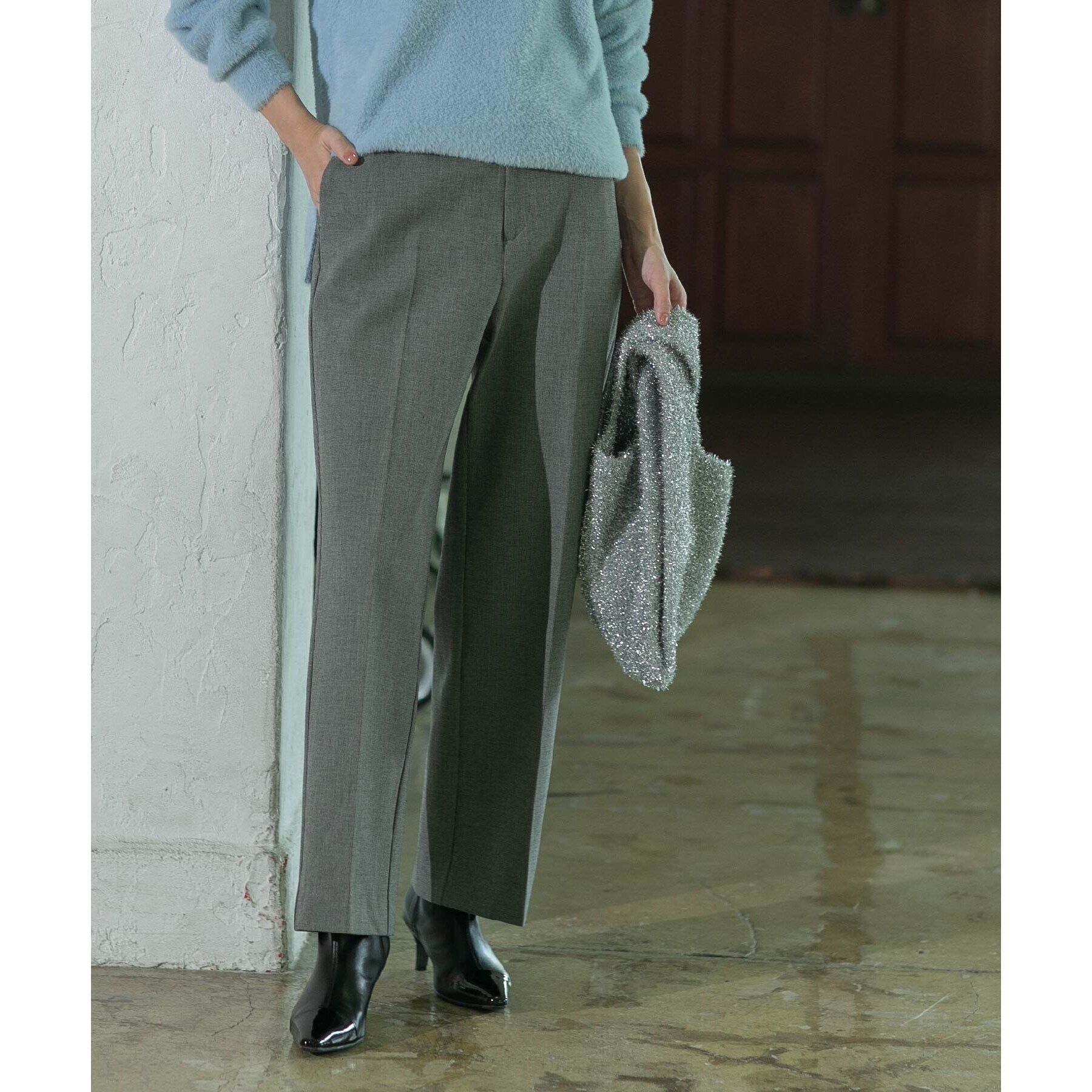 OPAQUE.CLIP「《SS-LLsize》着丈が選べる！裏起毛ストレッチワイドパンツ【蓄熱素材/洗濯機洗い可】」|その他|