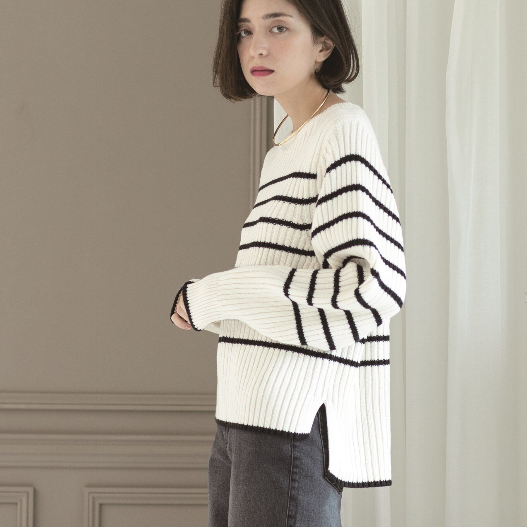 OPAQUE.CLIP「《7color》ボリュームスリーブリブニット【洗濯機洗い可】」|ニット・セーター|