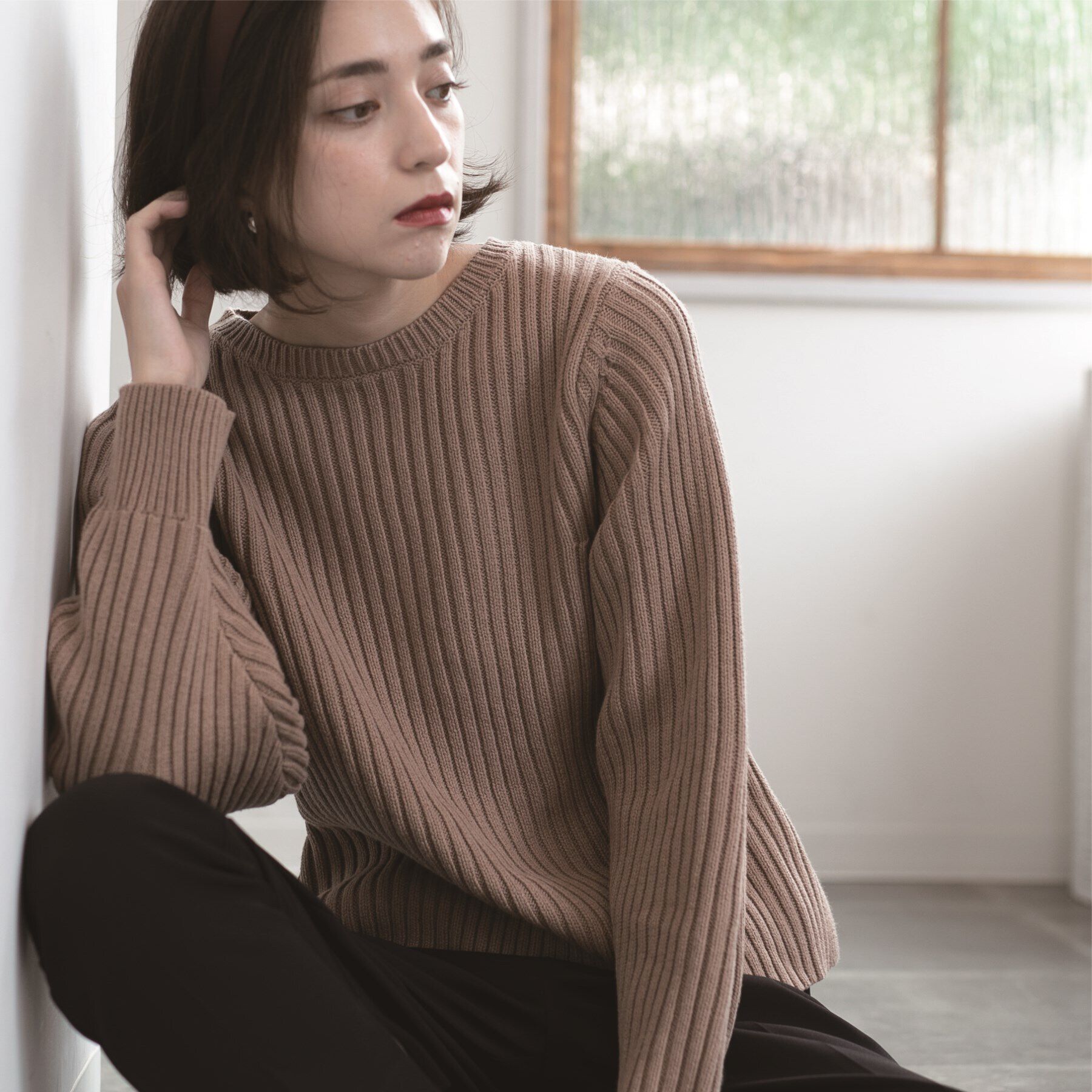 OPAQUE.CLIP「《7color》ボリュームスリーブリブニット【洗濯機洗い可】」|ニット・セーター|