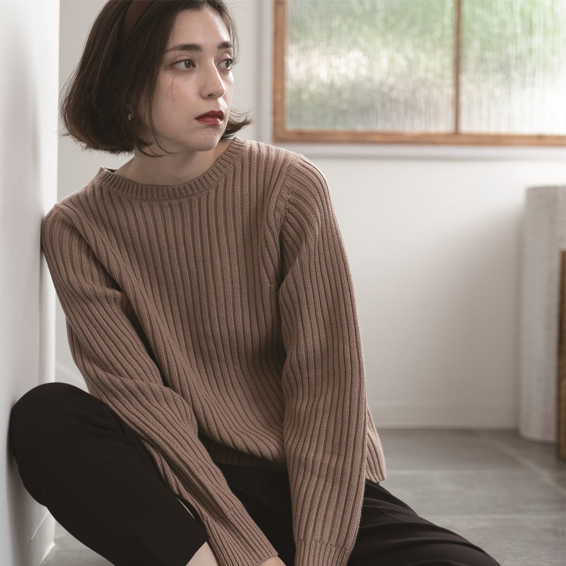 OPAQUE.CLIP「《7color》ボリュームスリーブリブニット【洗濯機洗い可】」|ニット・セーター|ピンクベージュ(05