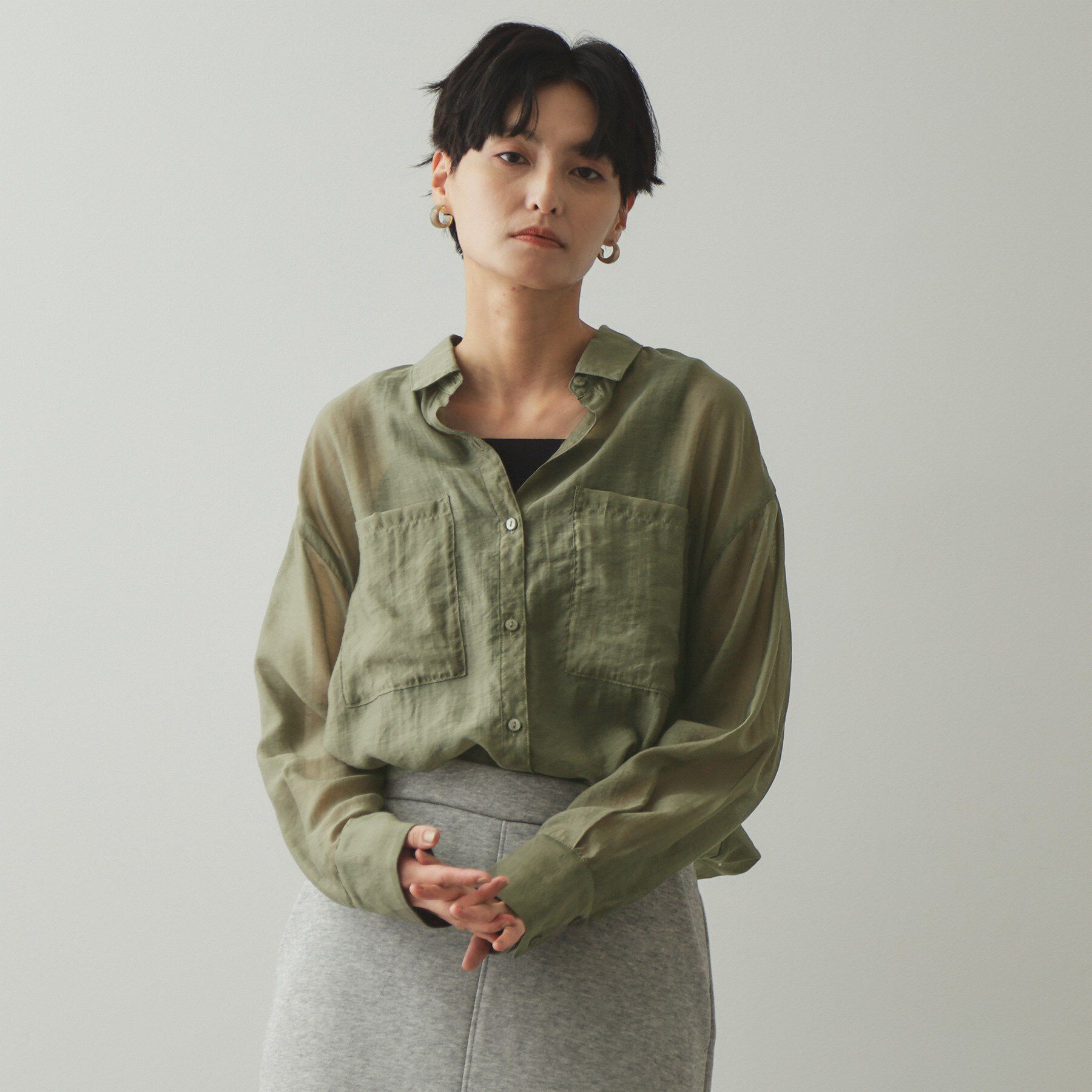 OPAQUE.CLIP「シアーダブルポケットシャツ【洗濯機洗い可】」|シャツ・ブラウス|