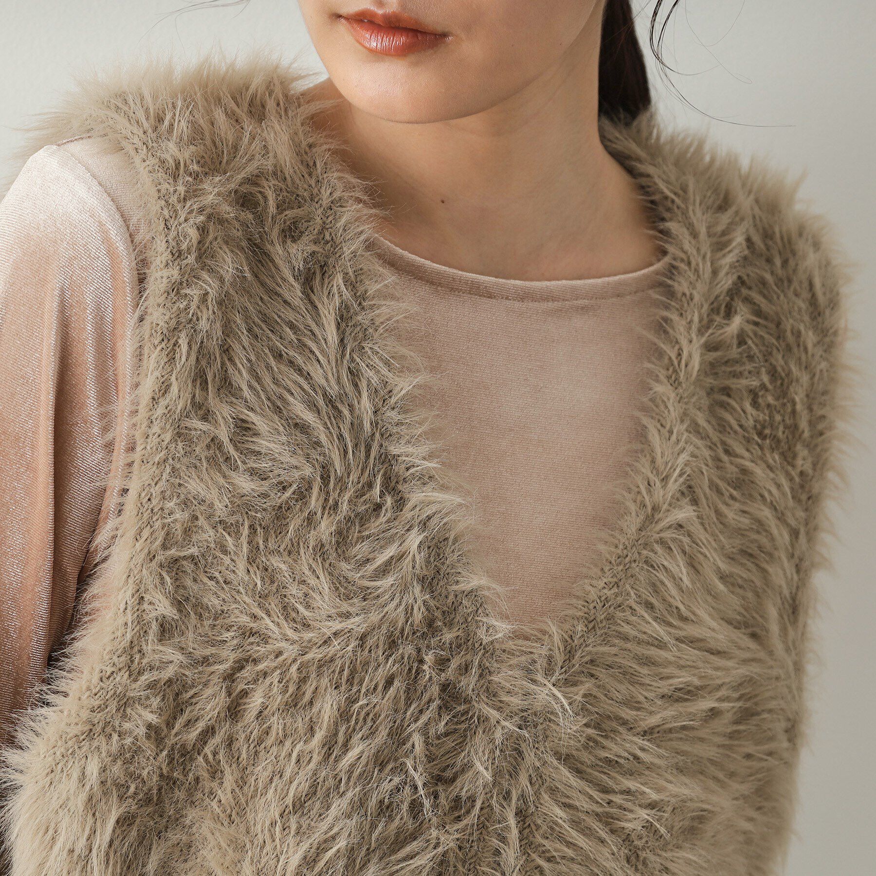 OPAQUE.CLIP「シャギーニット ショートベスト【洗濯機洗い可】」|ベスト・ジレ|