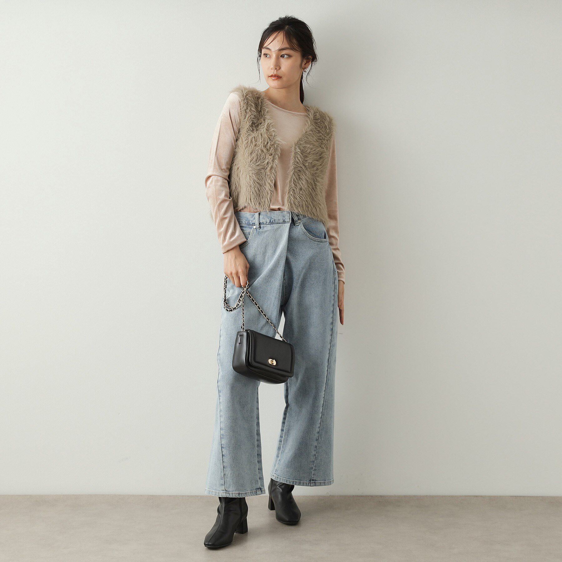 OPAQUE.CLIP「シャギーニット ショートベスト【洗濯機洗い可】」|ベスト・ジレ|