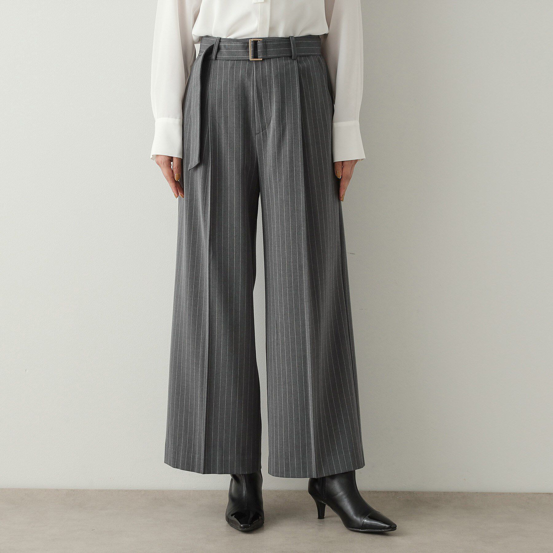 OPAQUE.CLIP「ベルト付きタックワイドパンツ/セットアップ対応【洗濯機洗い可】」|その他|