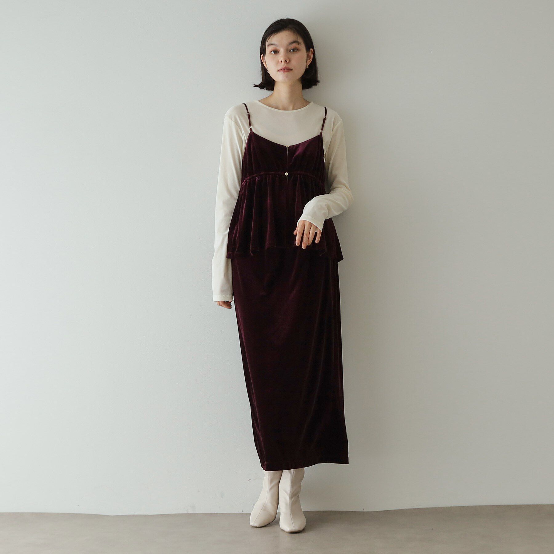 OPAQUE.CLIP「《美人百花掲載》ベロアキャミブラウス/セットアップ対応【洗濯機洗い可】」|キャミソール|