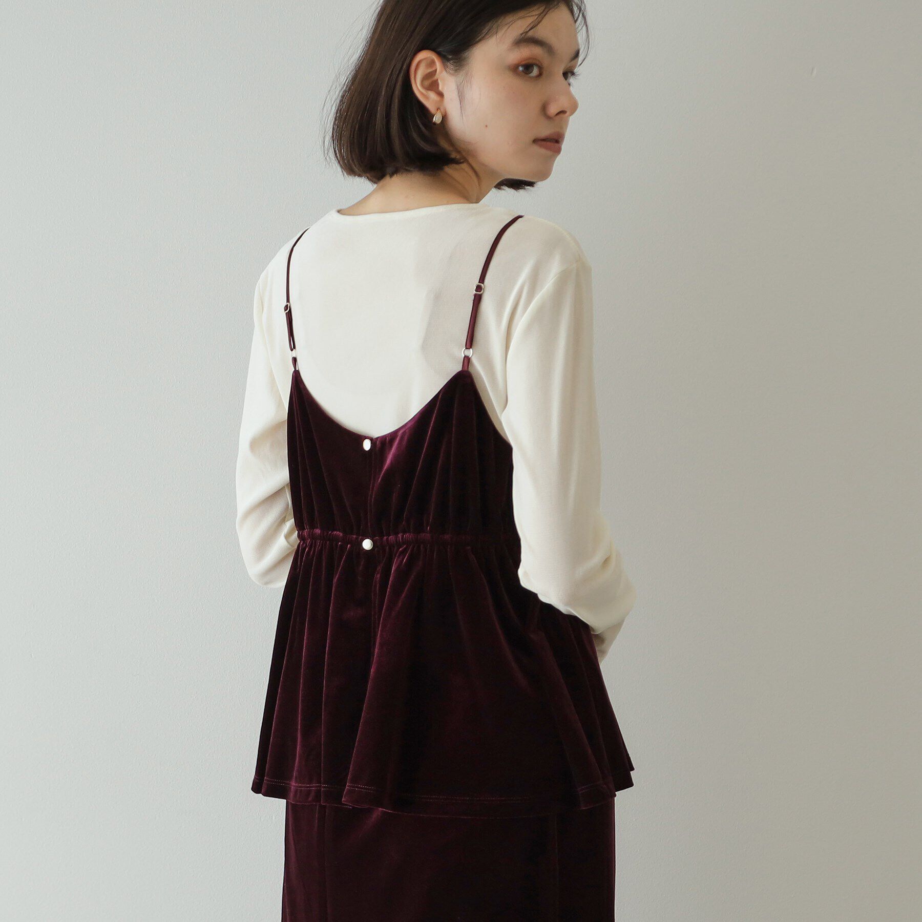 OPAQUE.CLIP「《美人百花掲載》ベロアキャミブラウス/セットアップ対応【洗濯機洗い可】」|キャミソール|ボルドー(064)