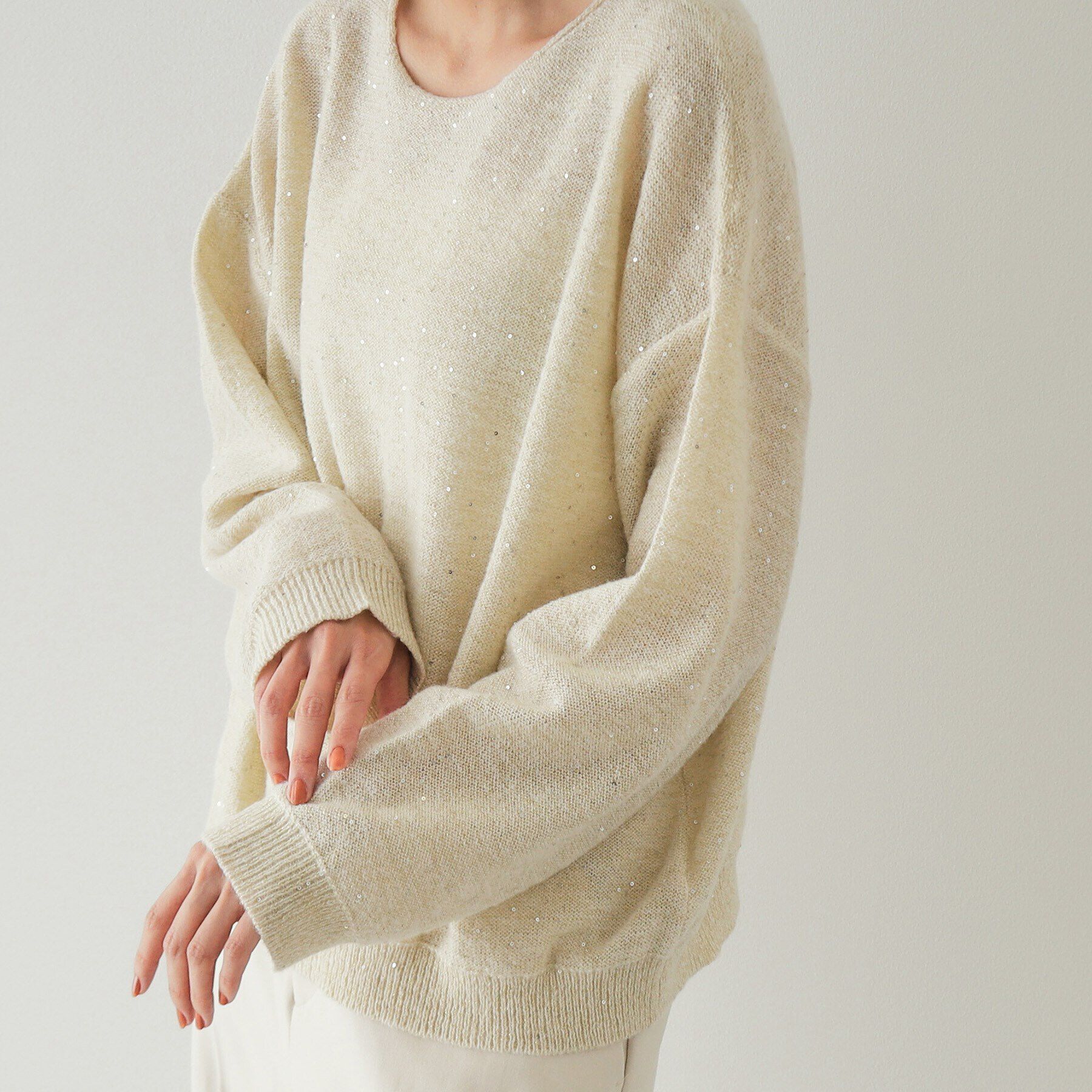 OPAQUE.CLIP「スパンコールラメ ボートネックニット【洗濯機洗い可】」|ニット・セーター|