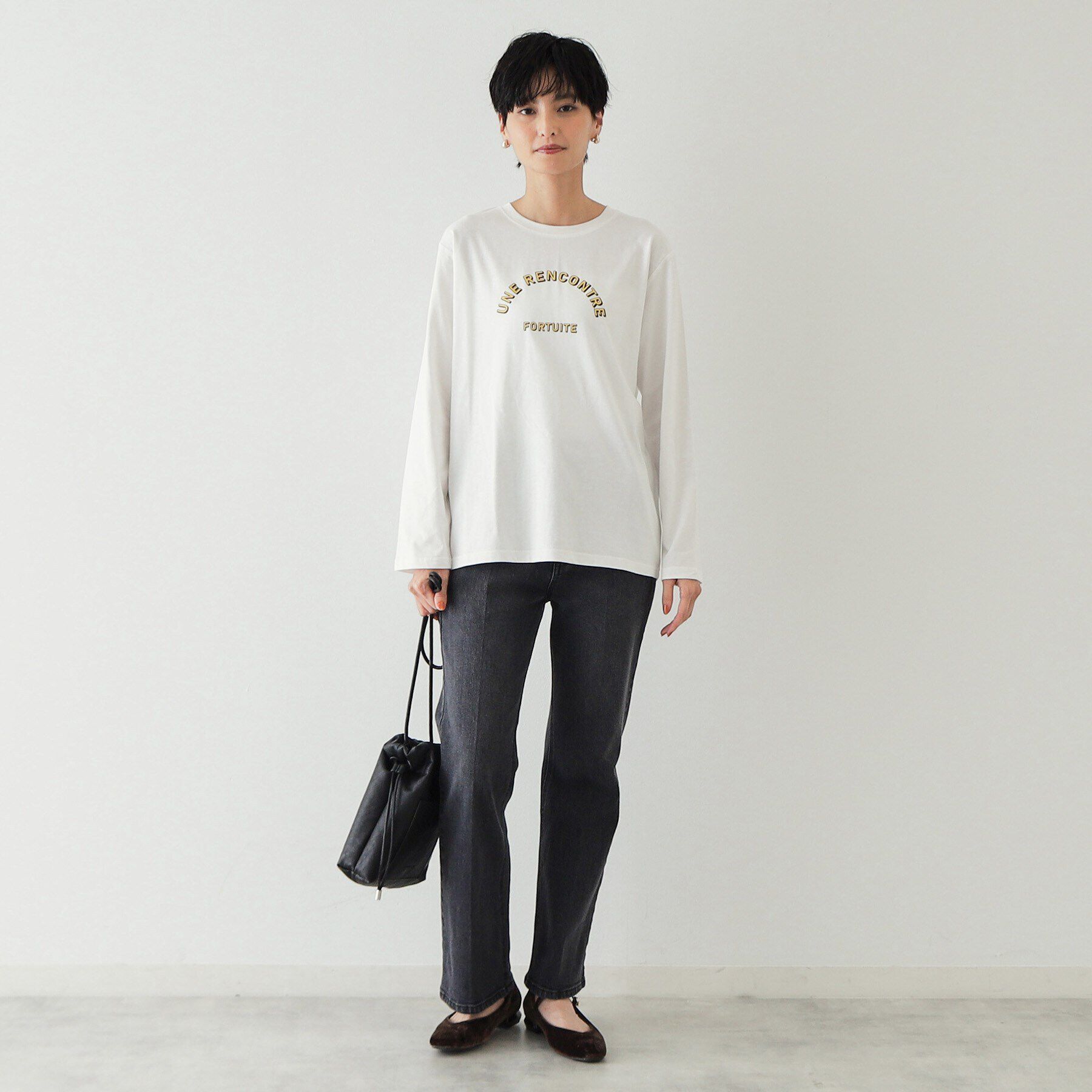 OPAQUE.CLIP「《STORY掲載》ロゴプリントロングTシャツ【洗濯機洗い可】」|Tシャツ・カットソー|