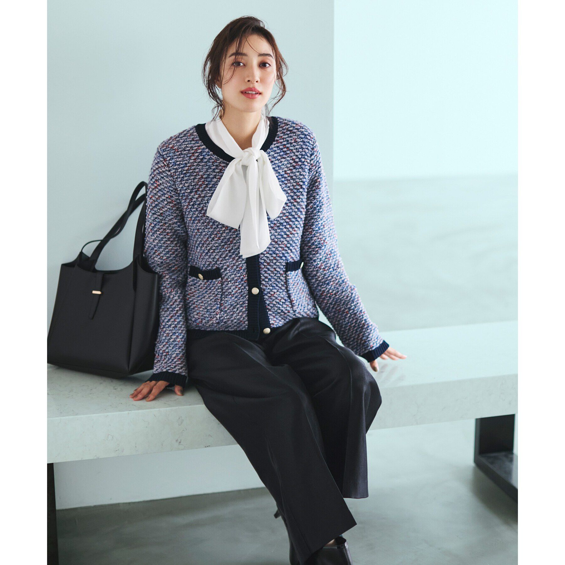 OPAQUE.CLIP「MIXツイード調ニットカーディガン【洗濯機洗い可】」|カーディガン|