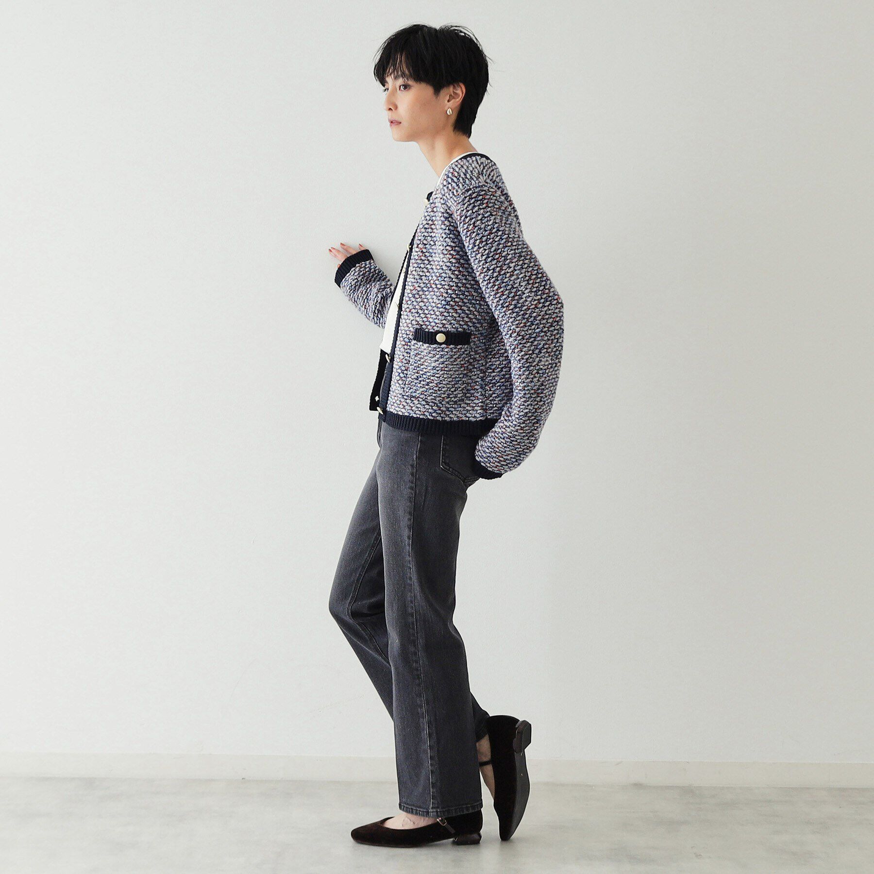 OPAQUE.CLIP「MIXツイード調ニットカーディガン【洗濯機洗い可】」|カーディガン|