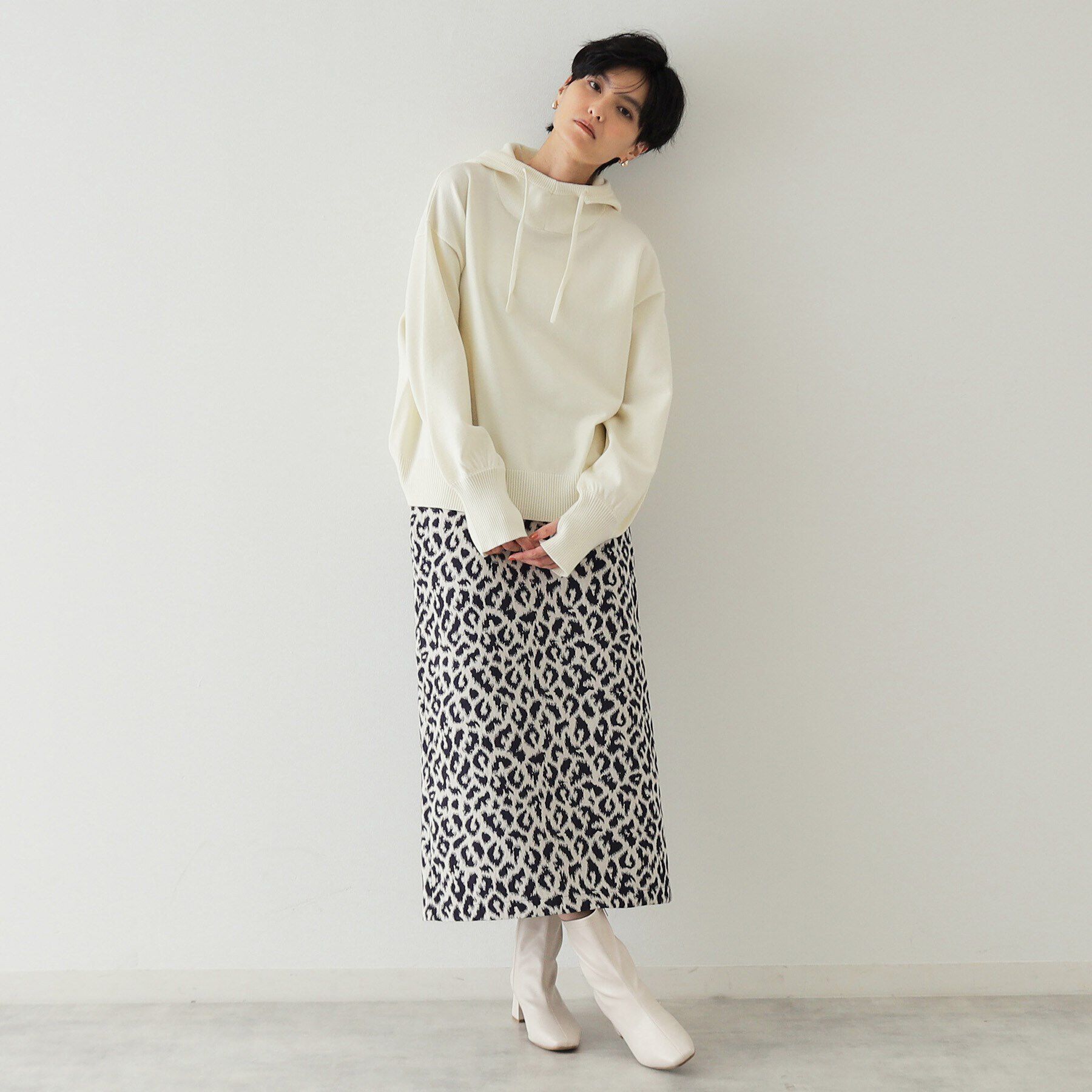 OPAQUE.CLIP「レオパードジャカード ナロースカート【洗濯機洗い可】」|スカート|