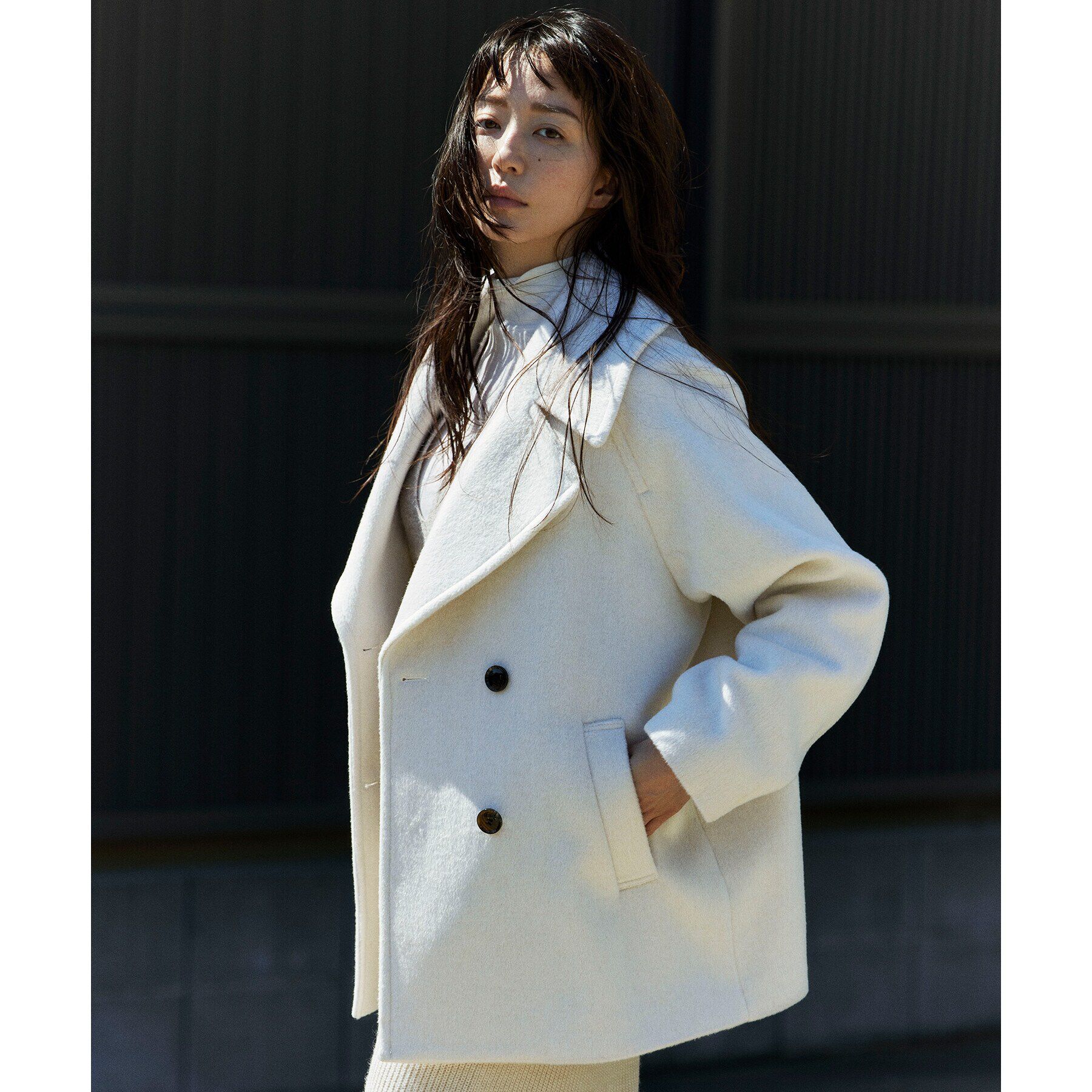 OPAQUE.CLIP「《S-LLsize》ウールカシミヤブレンド ミドルピーコート」|ピーコート|