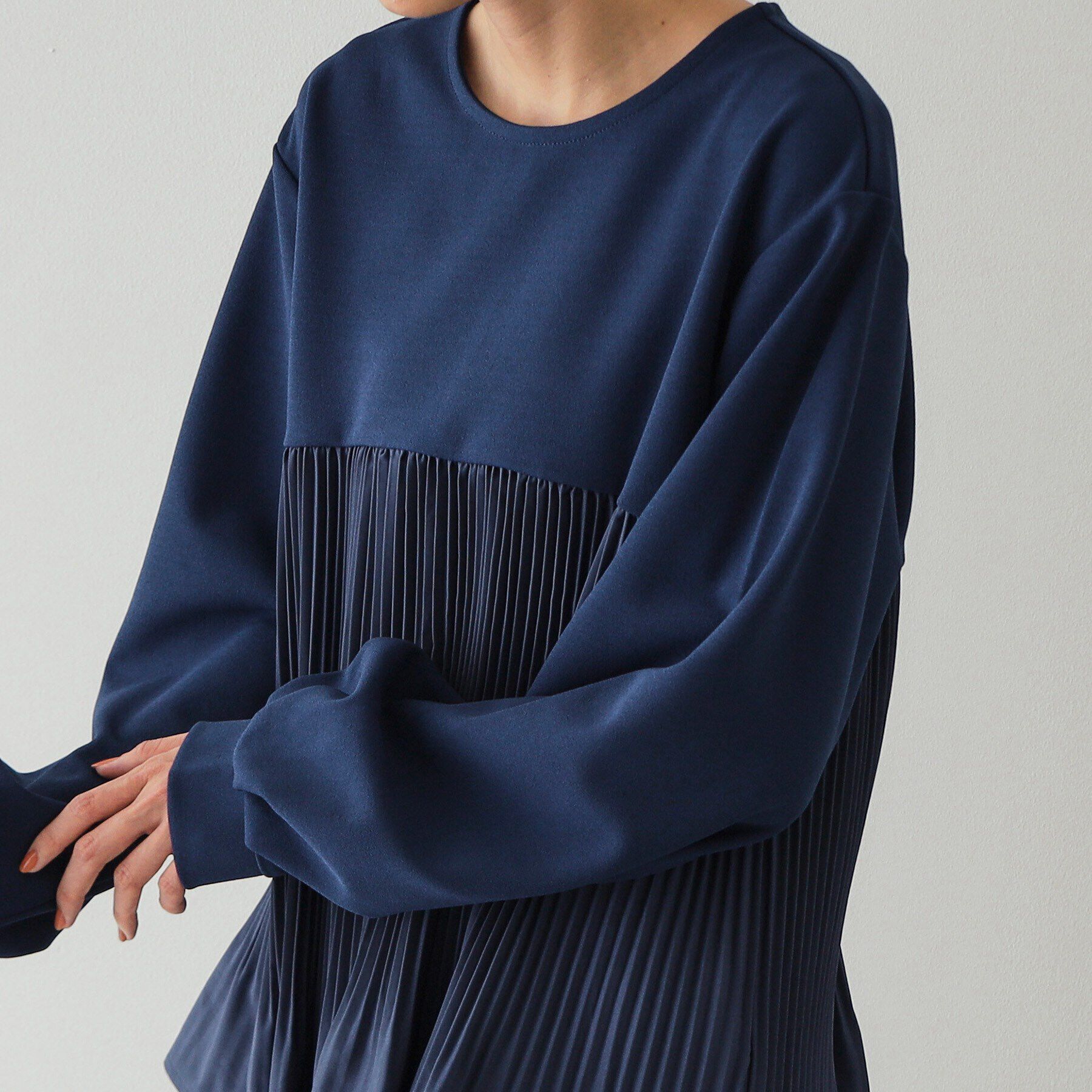 OPAQUE.CLIP「ブリーツドッキング デザイントップス【洗濯機洗い可】」|Tシャツ・カットソー|