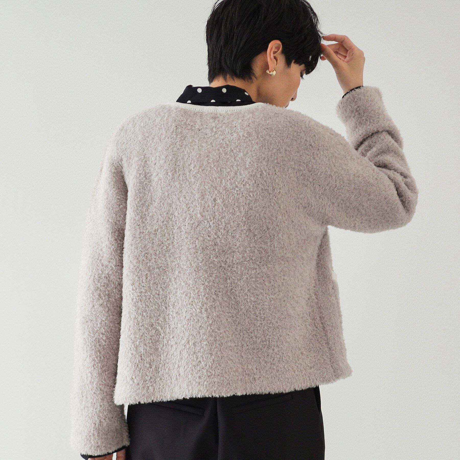 OPAQUE.CLIP「《美人百花掲載》ブークレ配色ニットカーディガン【洗濯機洗い可】」|カーディガン|