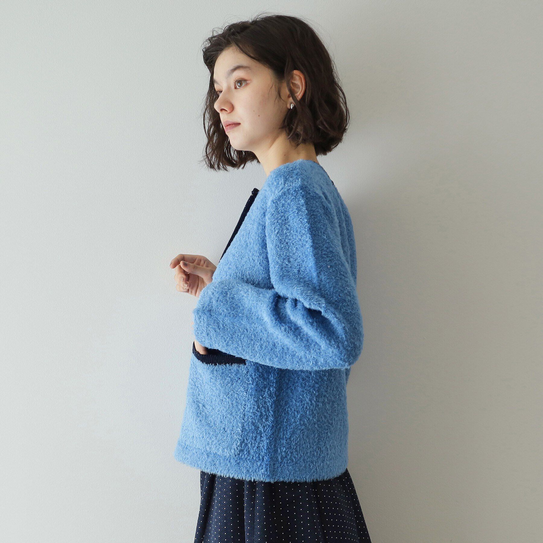 OPAQUE.CLIP「《美人百花掲載》ブークレ配色ニットカーディガン【洗濯機洗い可】」|カーディガン|