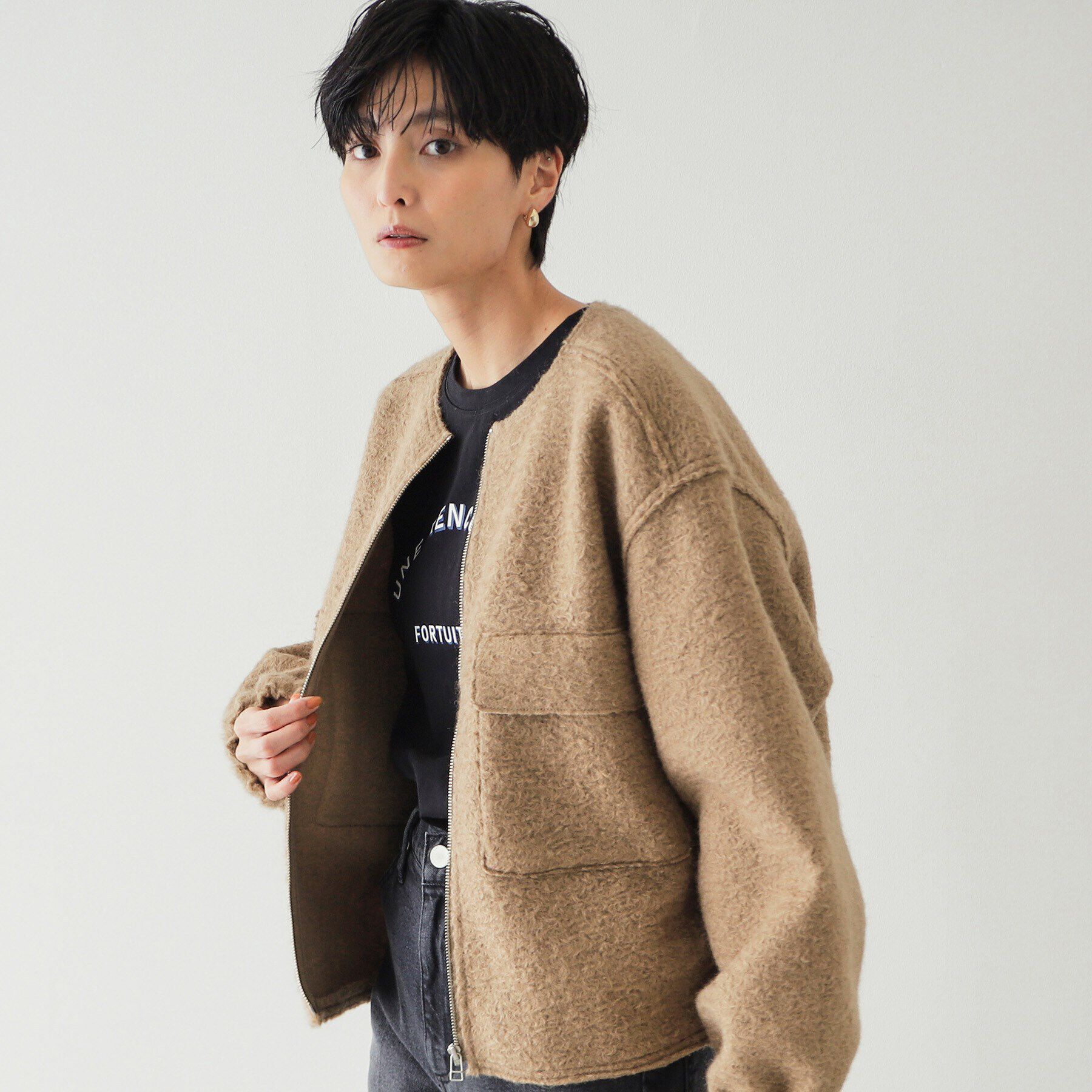 OPAQUE.CLIP「ダブルポケットボアブルゾン【洗濯機洗い可】」|ブルゾン・スタジャン|