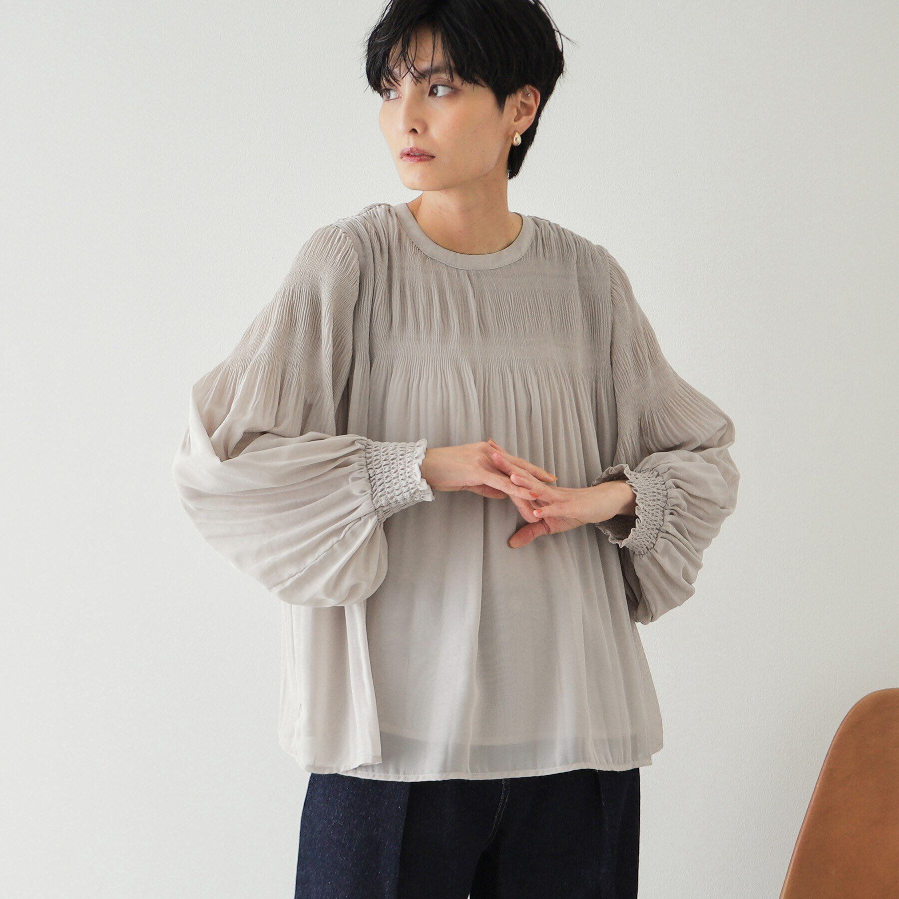 OPAQUE.CLIP「マジョリカブリーツブラウス【洗濯機洗い可】」|シャツ・ブラウス|