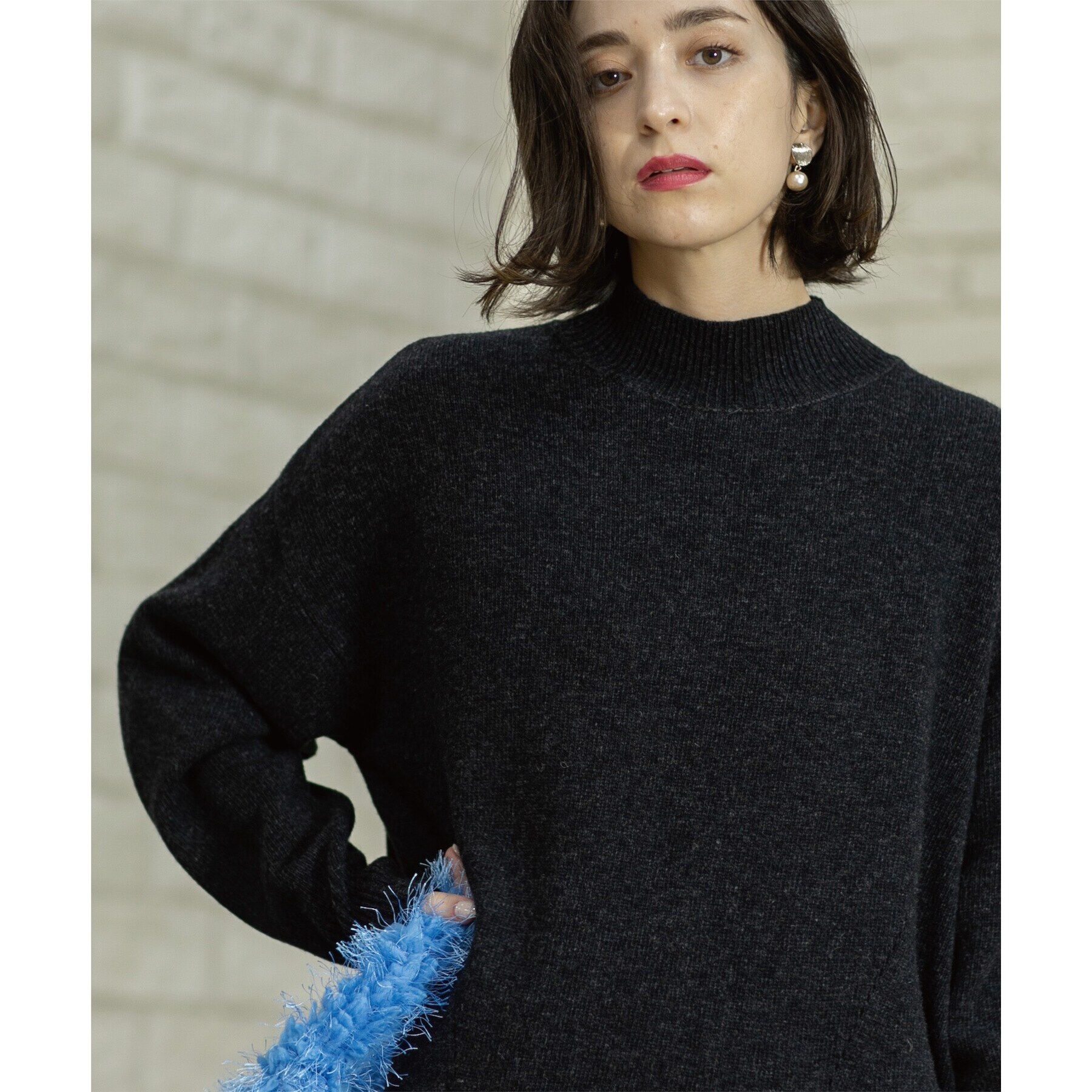 OPAQUE.CLIP「ミドルゲージハイネックニット／FILIVIVI・フィルビビ【洗える】」|ニット・セーター|